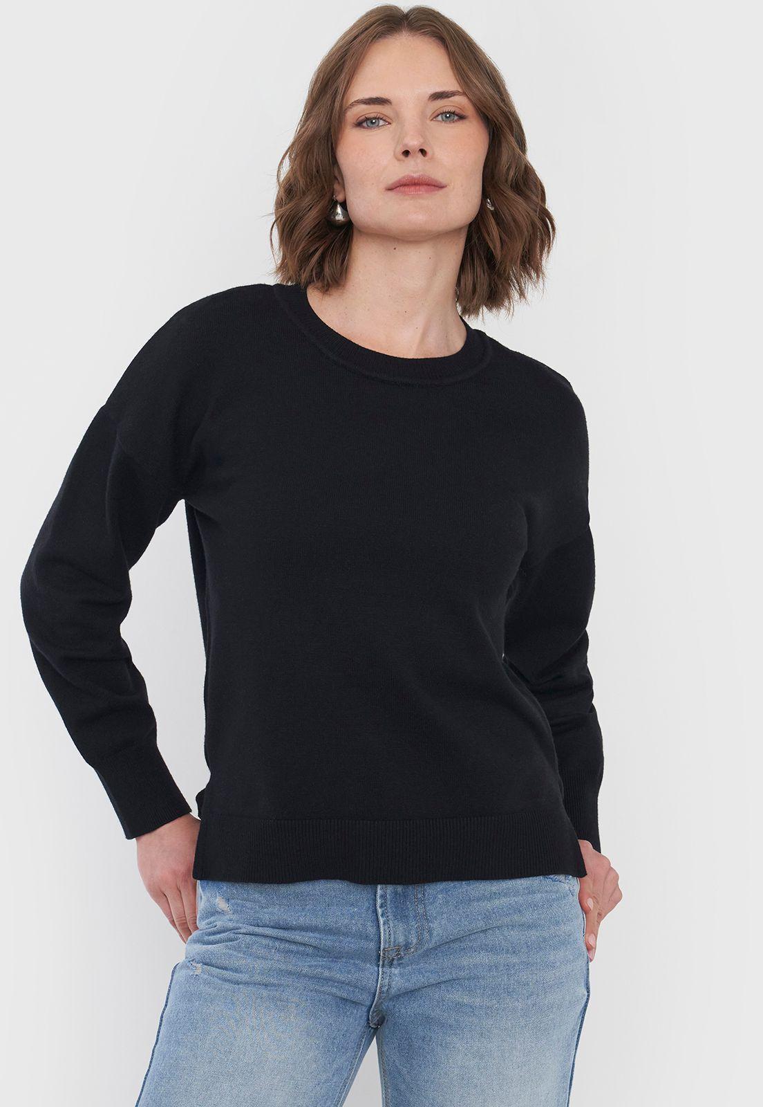 Sweater Mujer Cuello Redondo Negro Corona-0