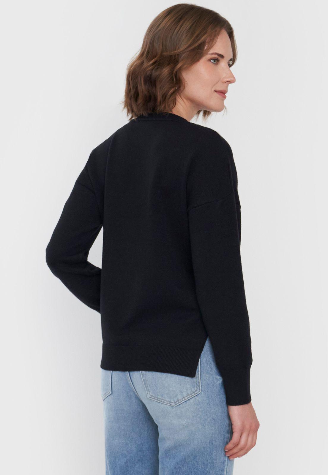 Sweater Mujer Cuello Redondo Negro Corona-1