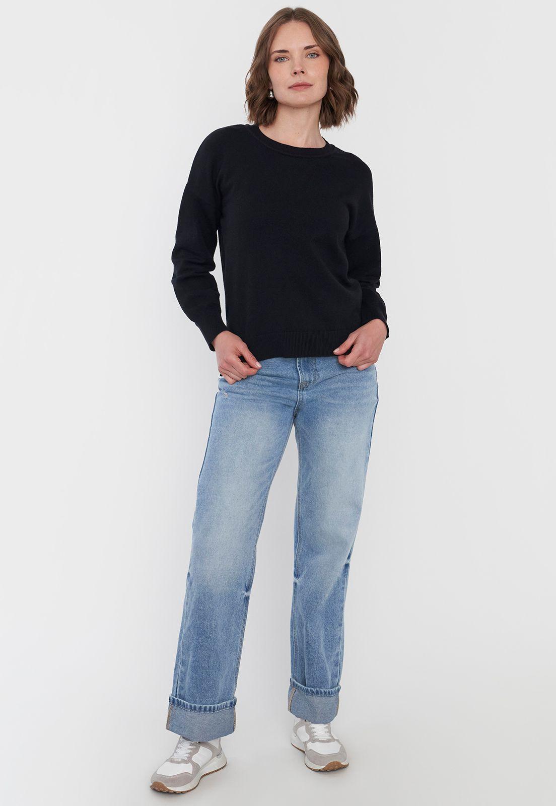 Sweater Mujer Cuello Redondo Negro Corona-3