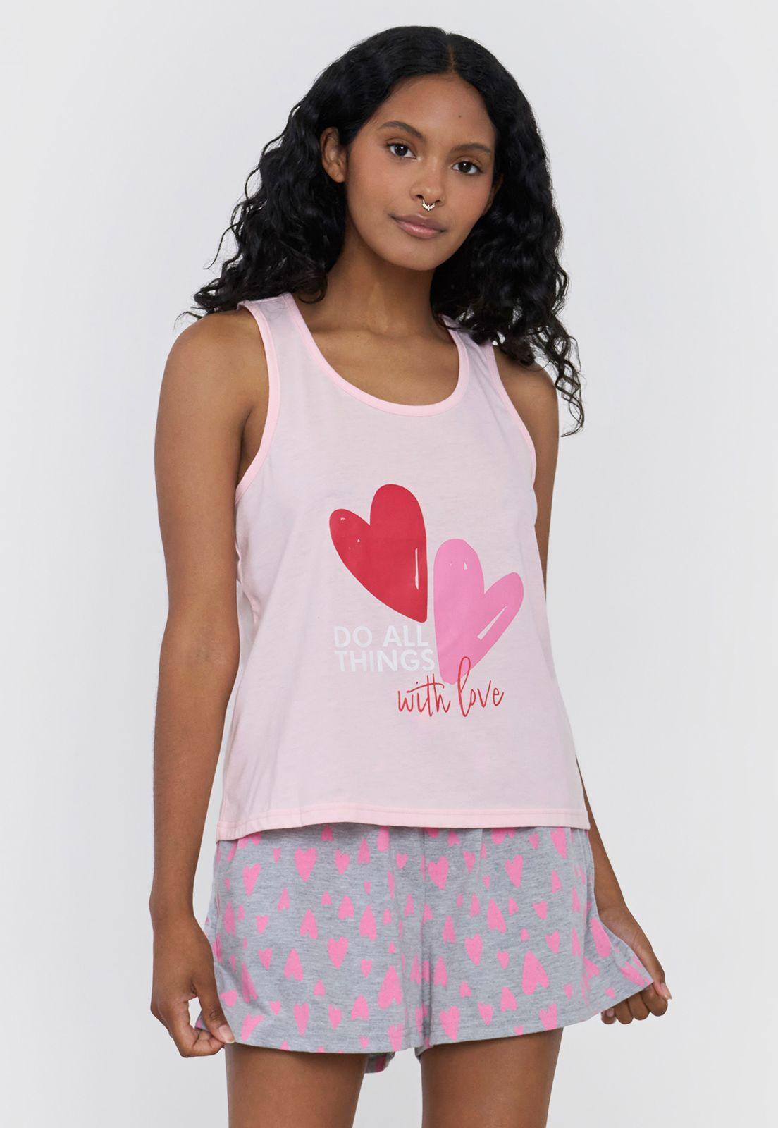 Pijama Mujer Sudadera Print Rosado Corazones Corona-0