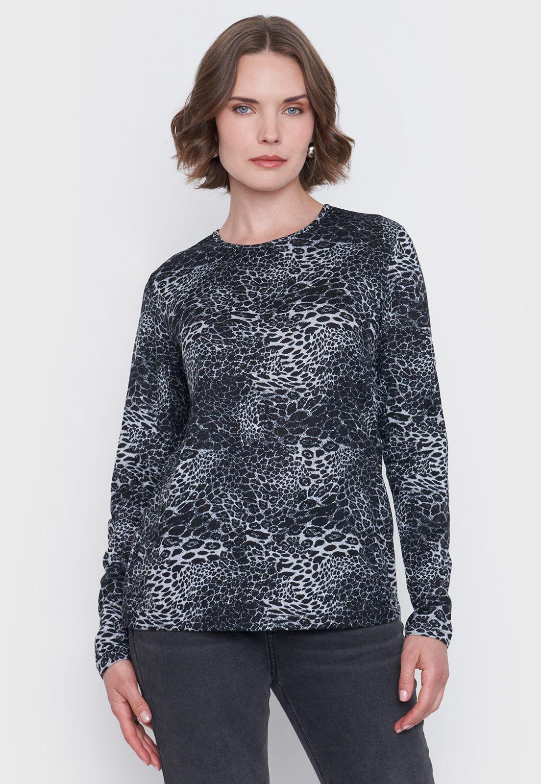 Sweater Mujer Camant Print Negro Corona-0