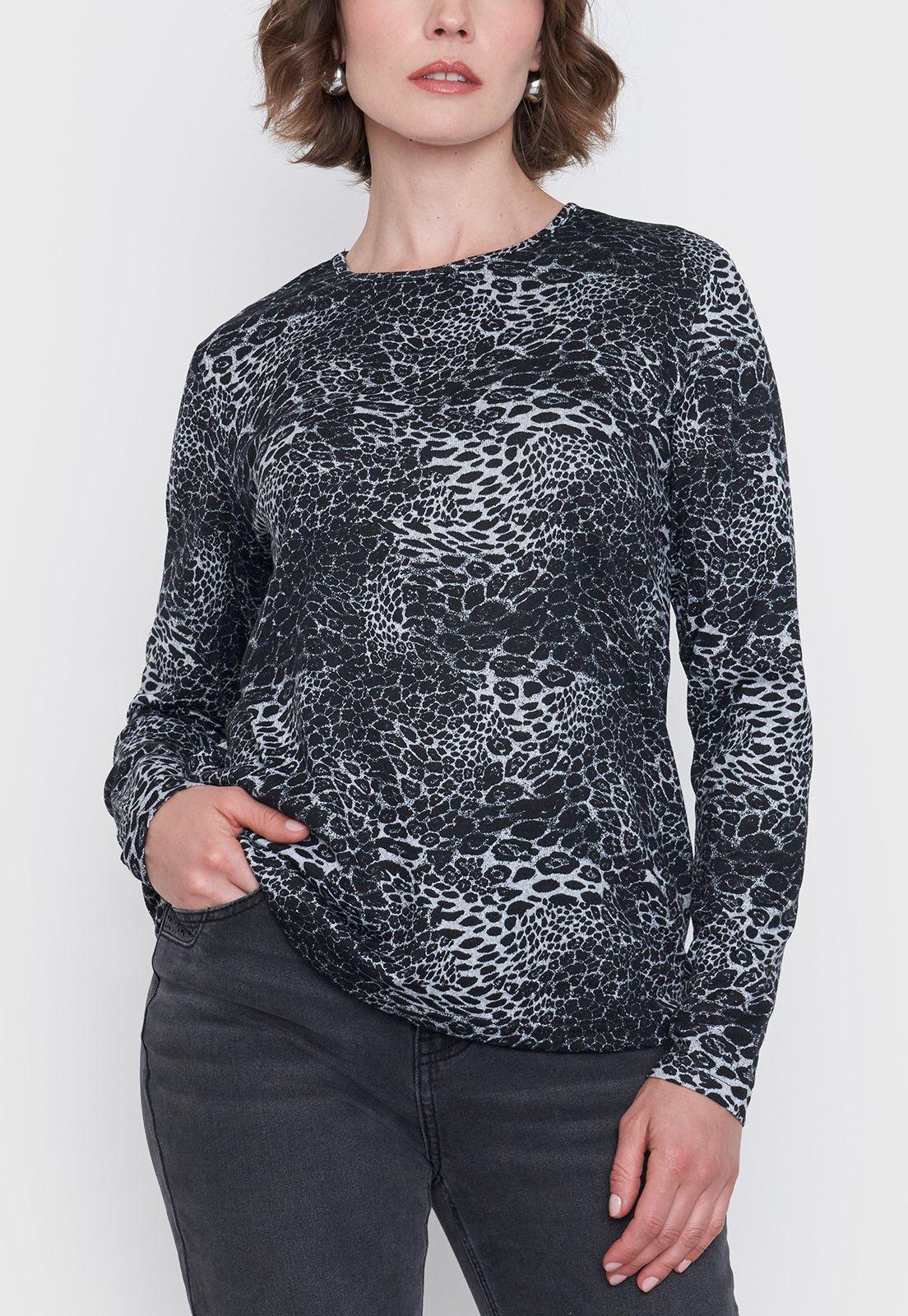 Sweater Mujer Camant Print Negro Corona-2