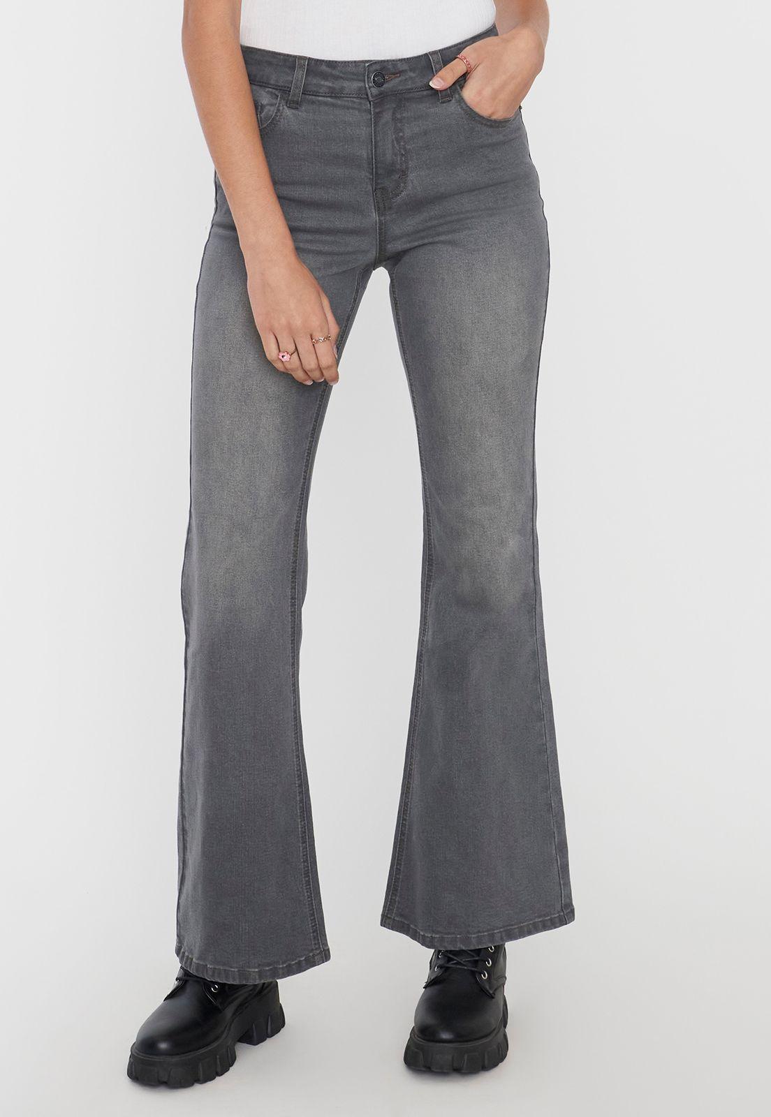 Jeans Mujer Flare Fit Gris Corona-1