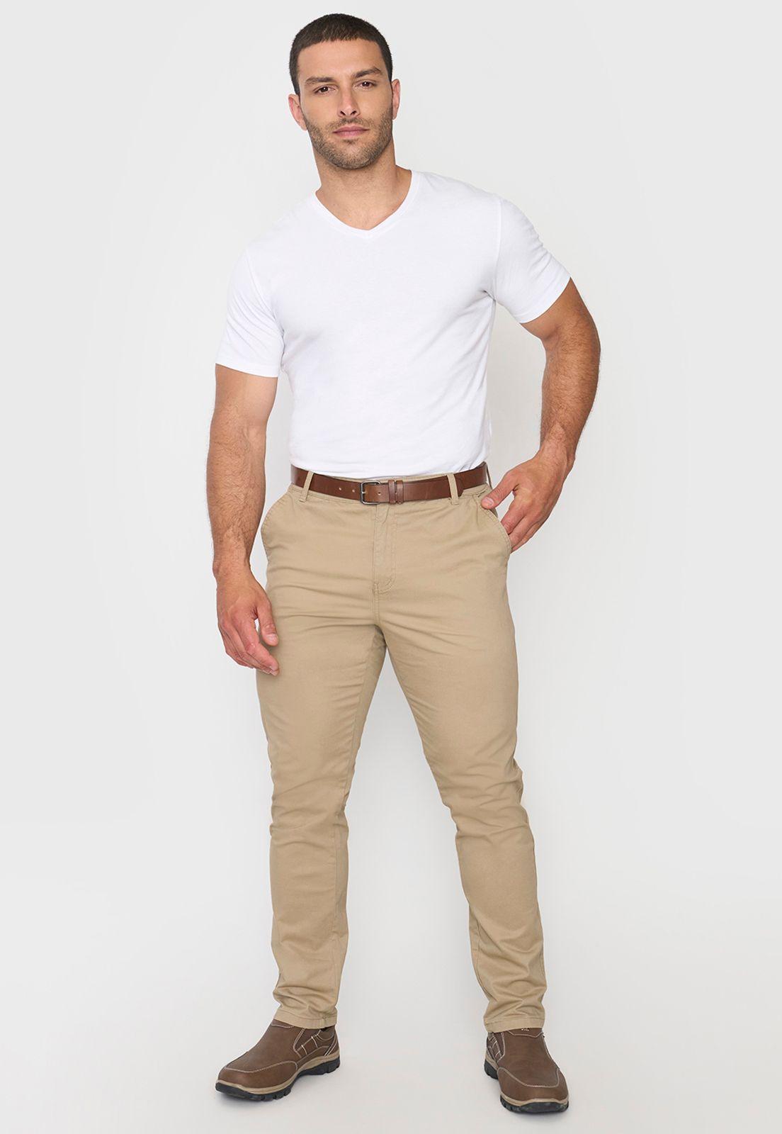 Pantalón Hombre Cinturón Beige Corona-0