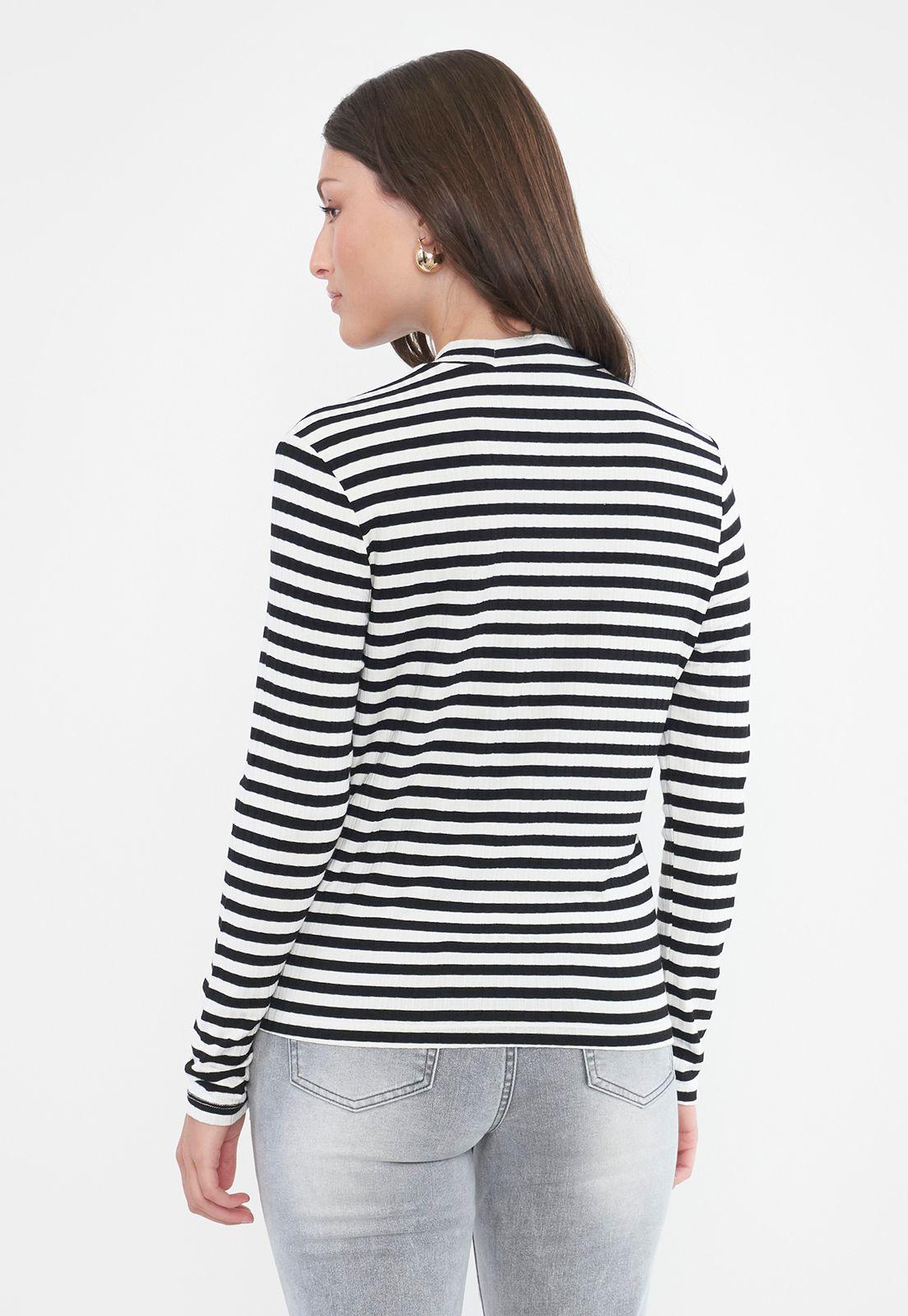 Polera Mujer Beatle Rib Negro/Blanco Corona-1