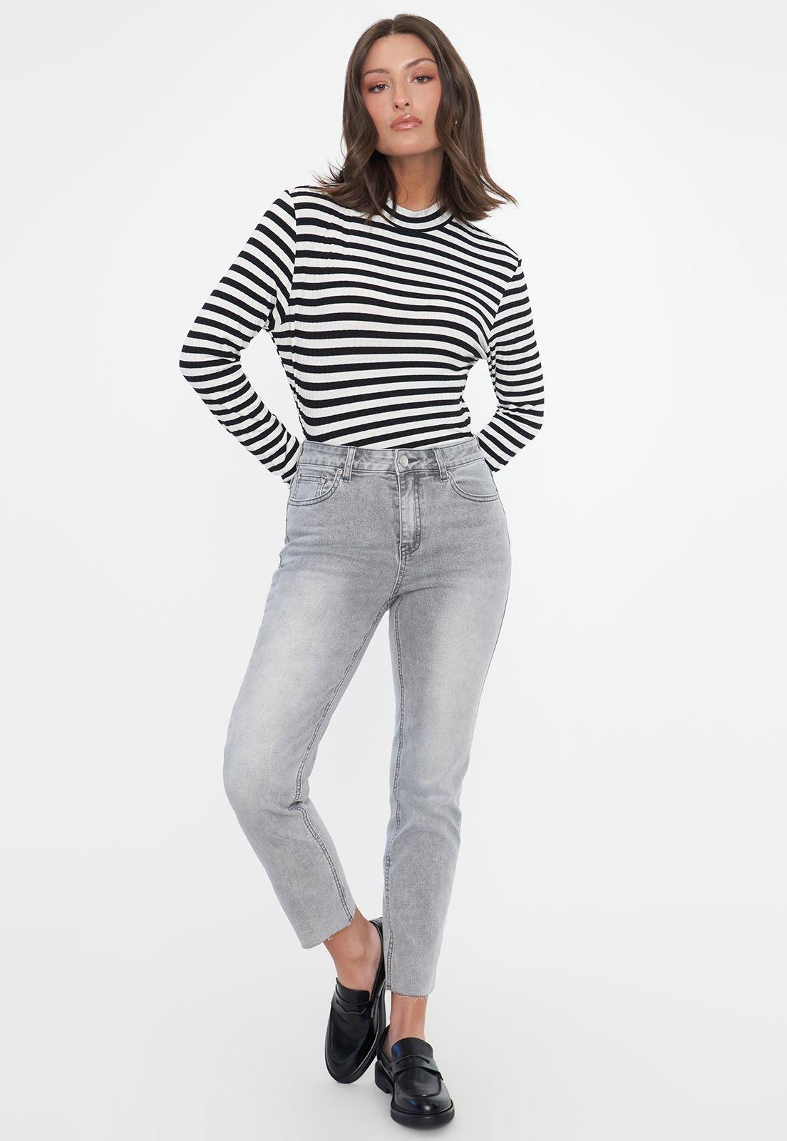 Polera Mujer Beatle Rib Negro/Blanco Corona-3