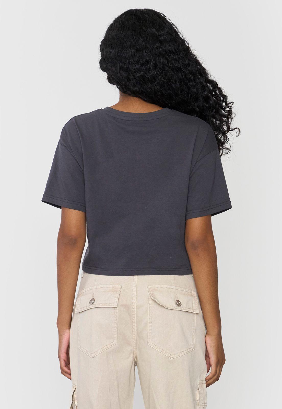 Polera Mujer Fun Manca Corta Crop Gris Oscuro Corona-1