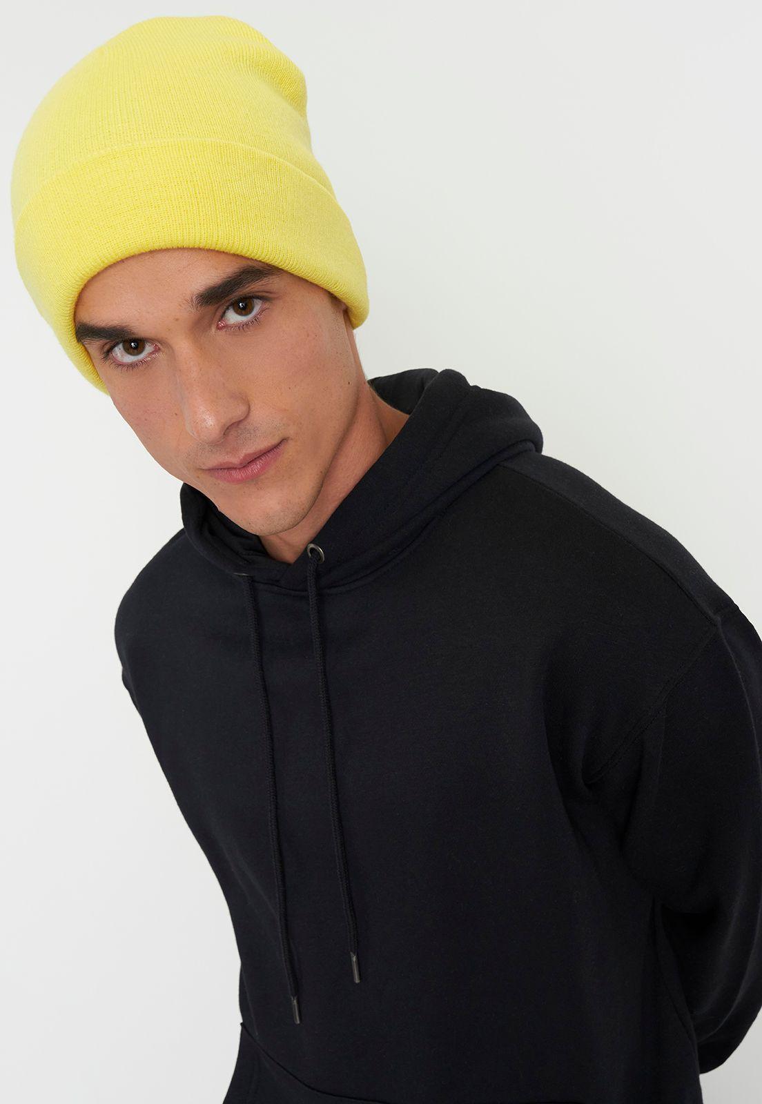 Gorro Lana Liso Color Amarillo Corona-0