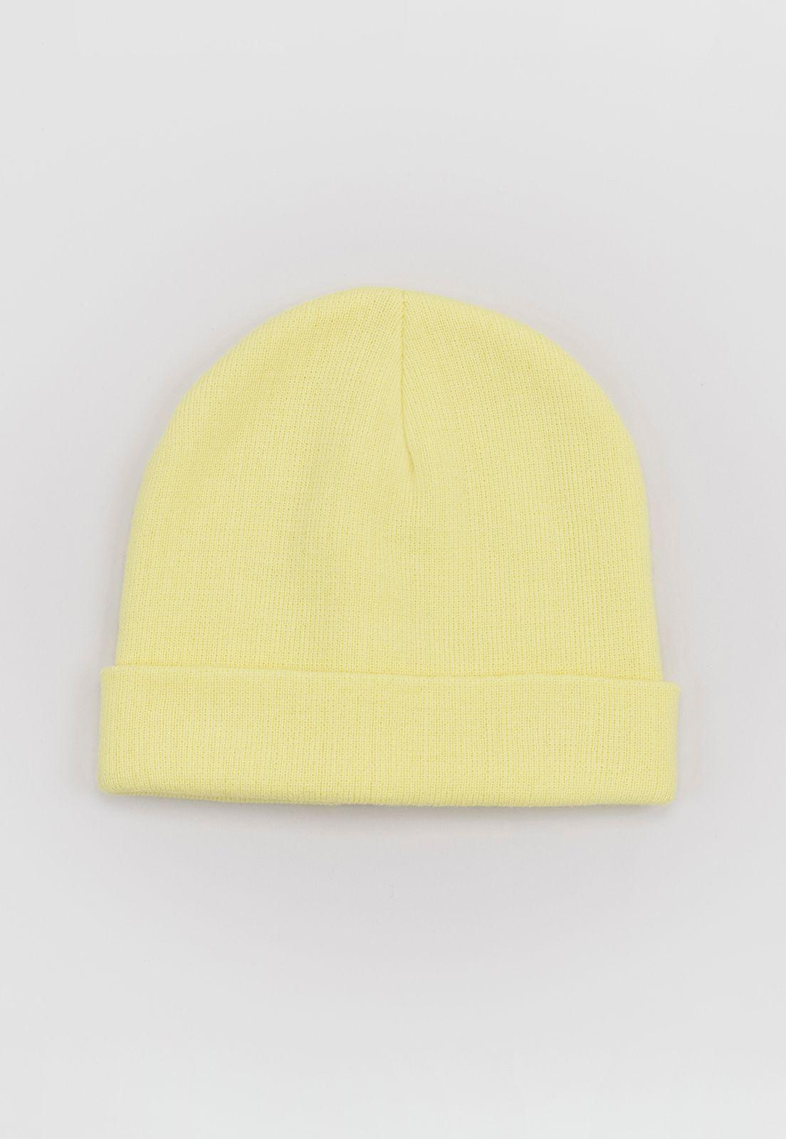 Gorro Lana Liso Color Amarillo Corona-1