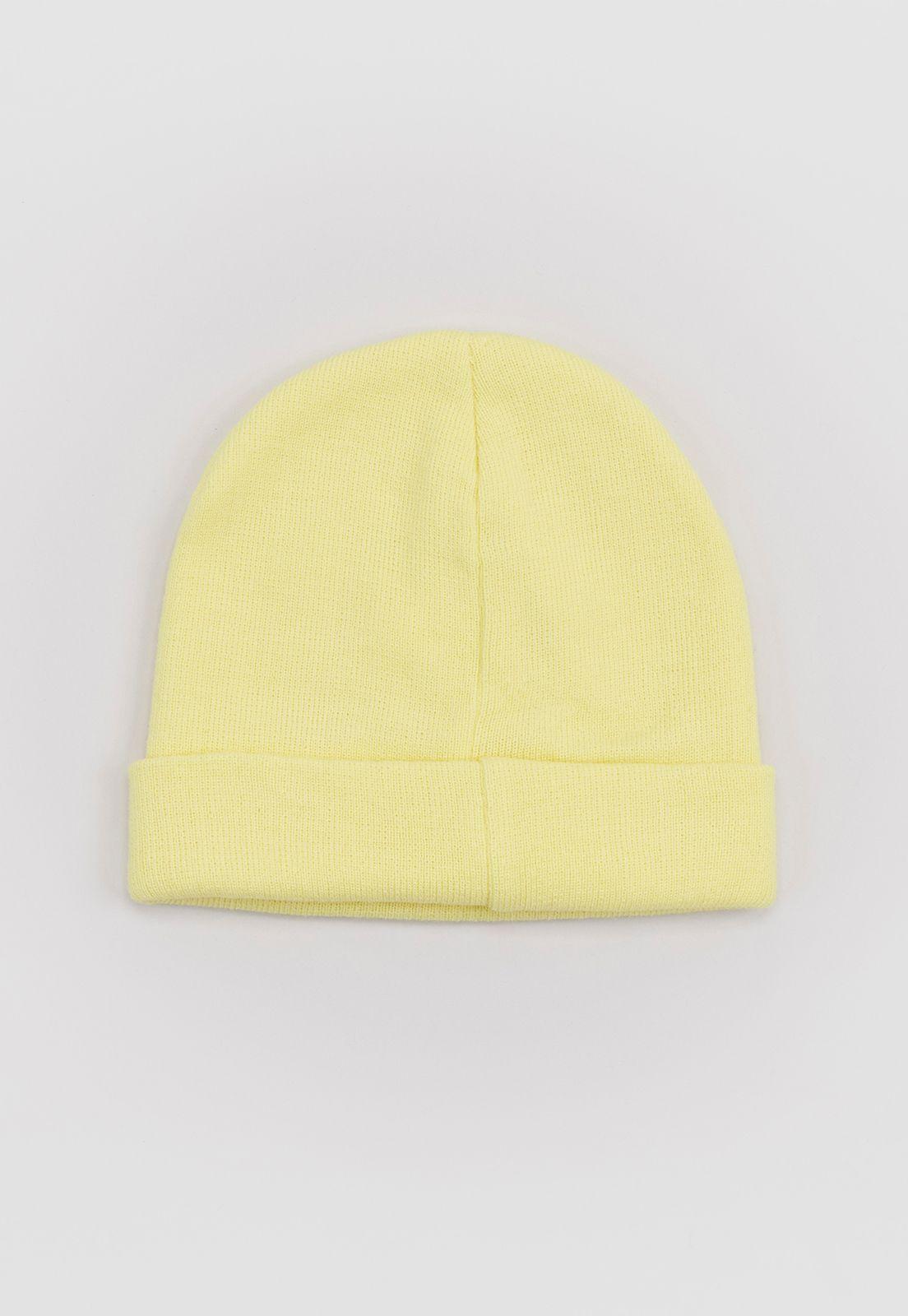 Gorro Lana Liso Color Amarillo Corona-2