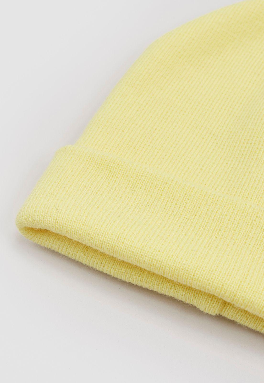 Gorro Lana Liso Color Amarillo Corona-3