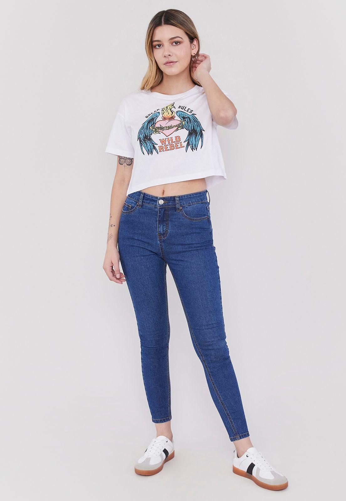 Polera Mujer Fun Manga Corta Crop Blanco Corona-3