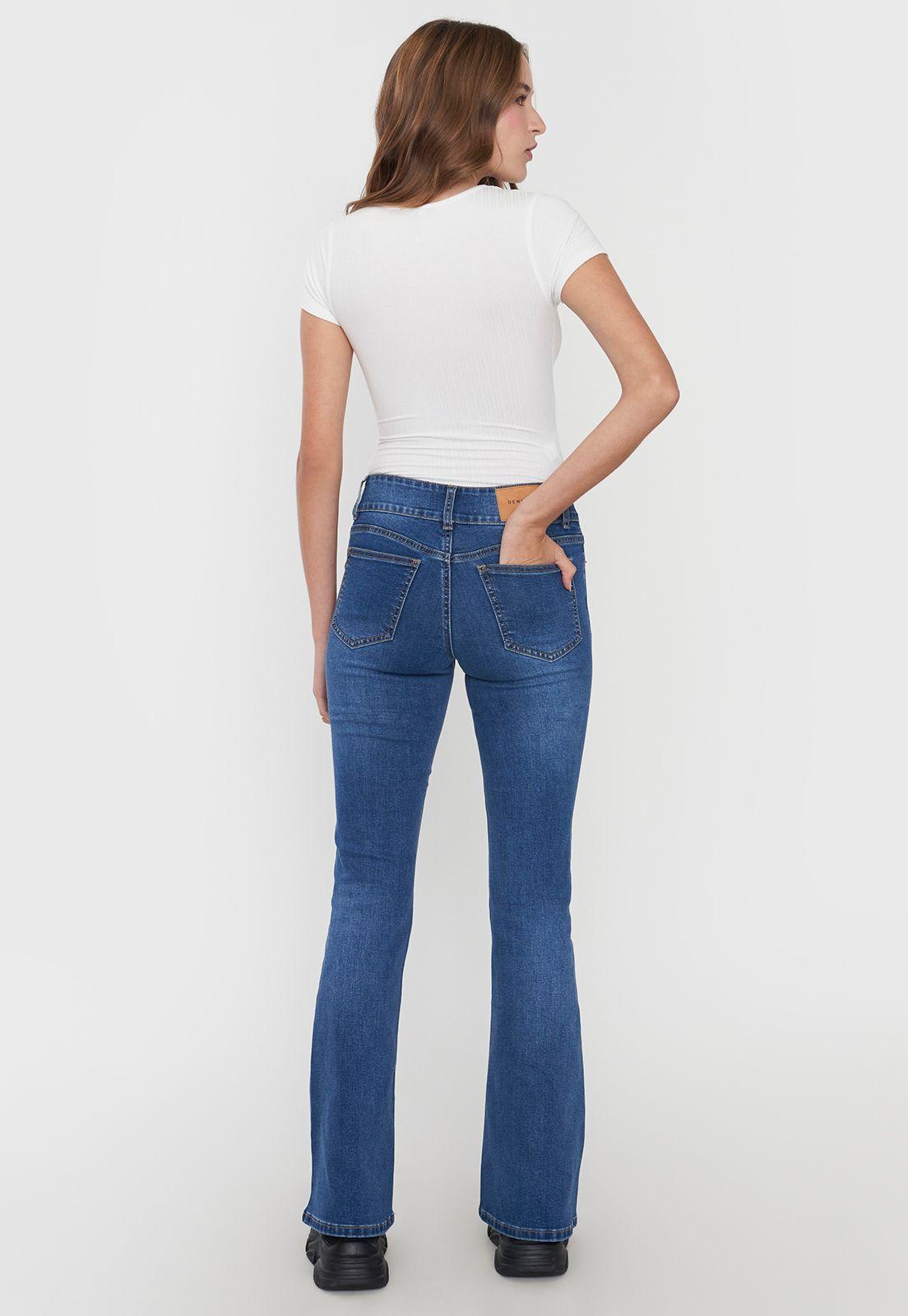 Jeans Mujer Flare Fit Costuras Azul Oscuro Corona-2