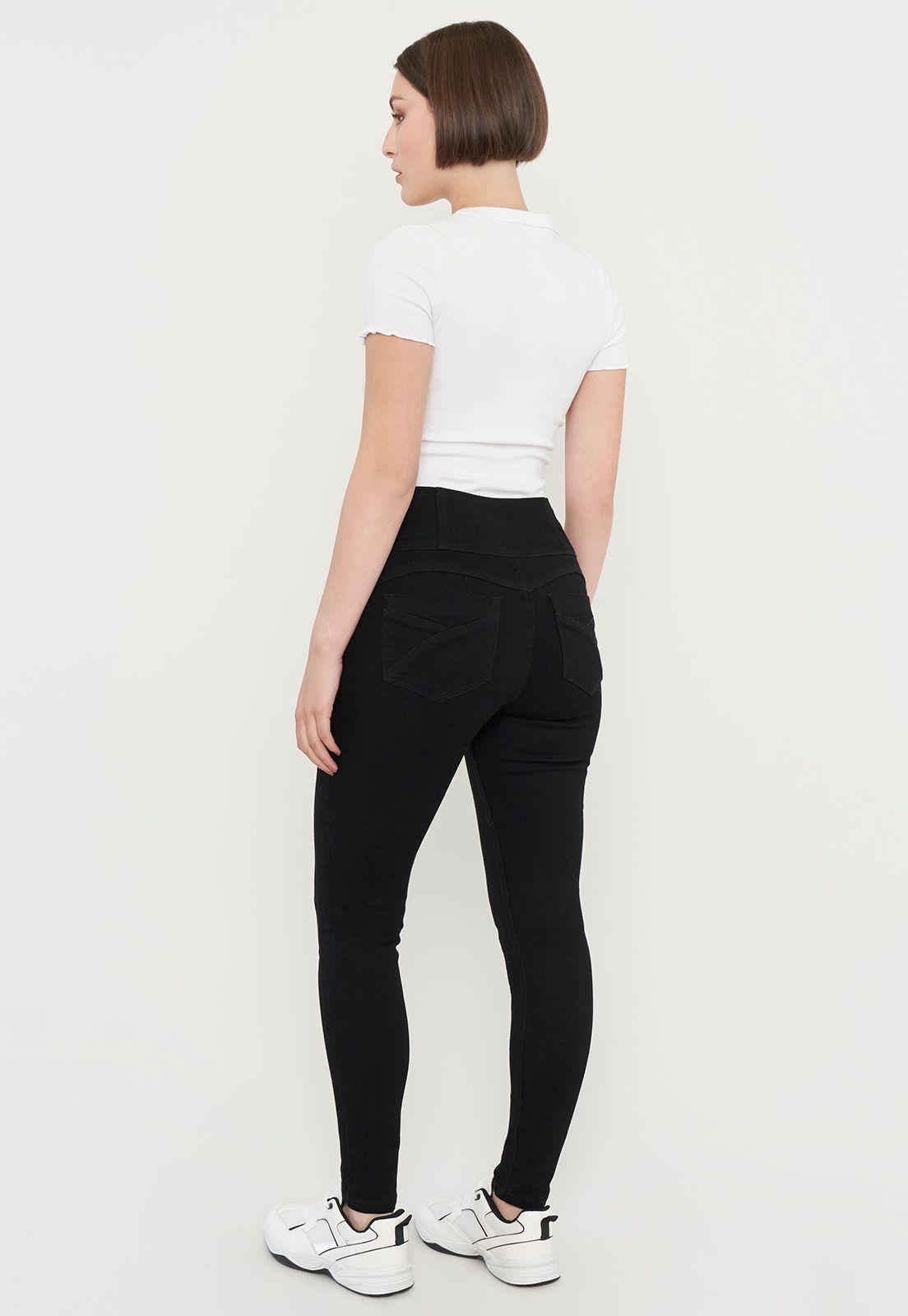 Jeans Mujer Push Up 3 Botones Negro Corona-2