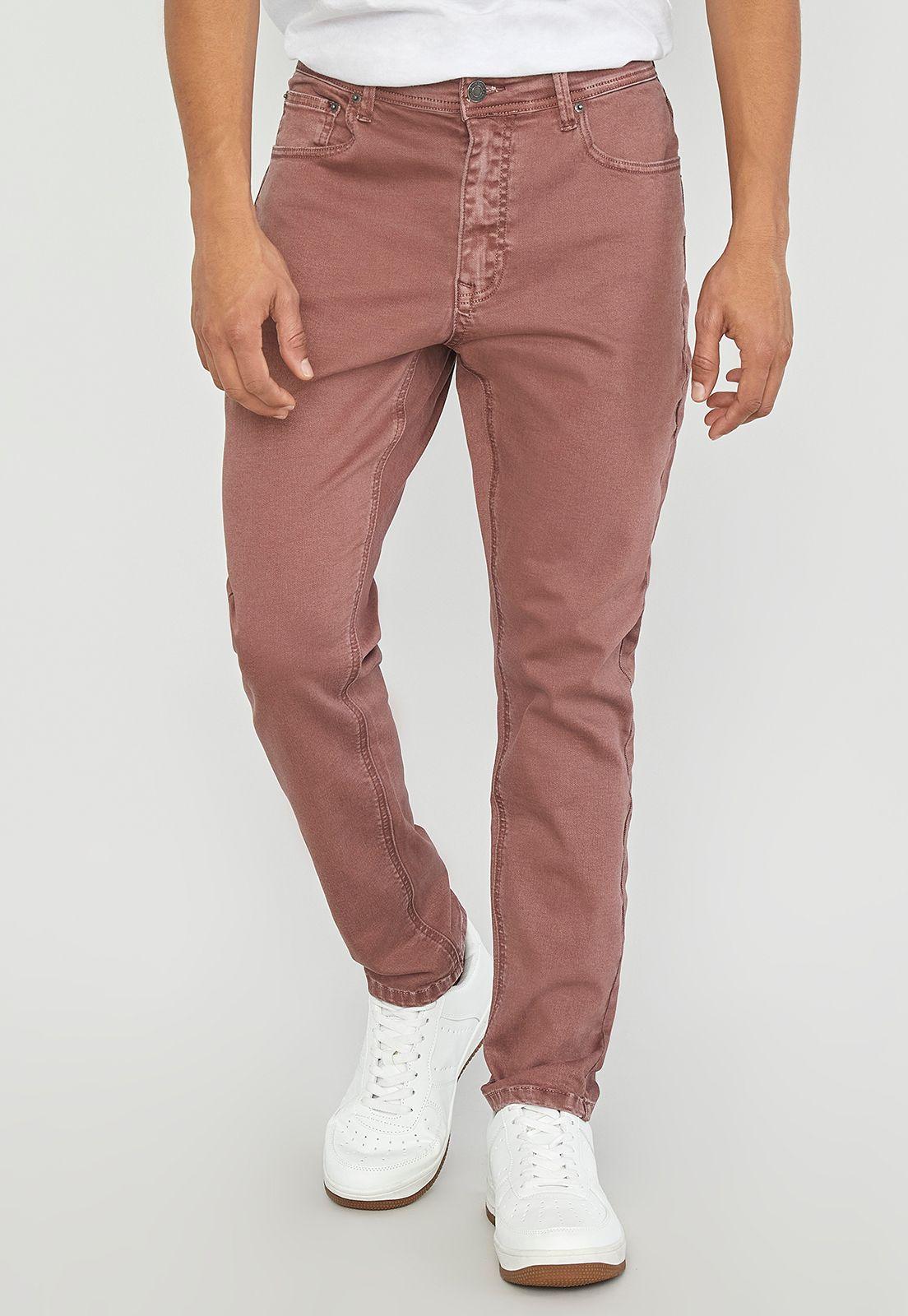 Jeans Hombre Skinny Color Burdeo - Corona-0