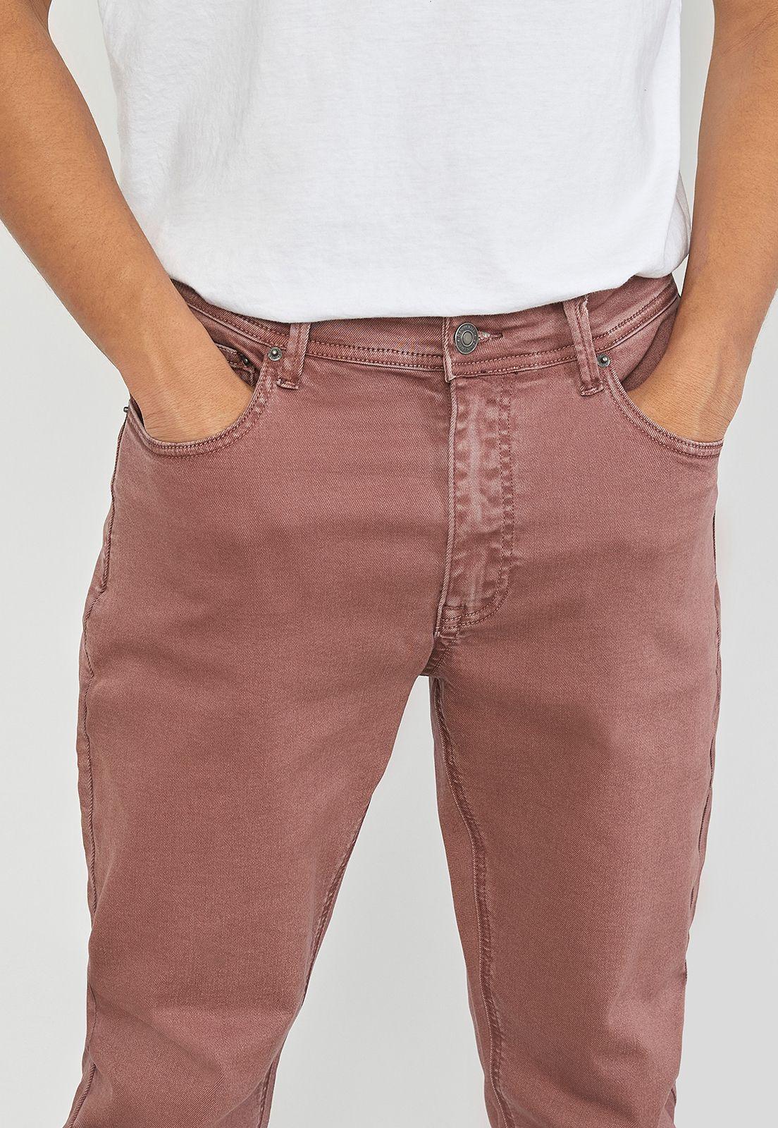 Jeans Hombre Skinny Color Burdeo - Corona-2
