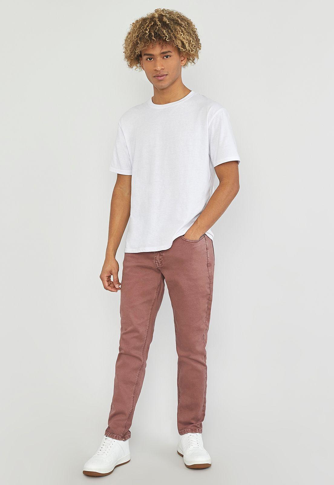 Jeans Hombre Skinny Color Burdeo - Corona-3