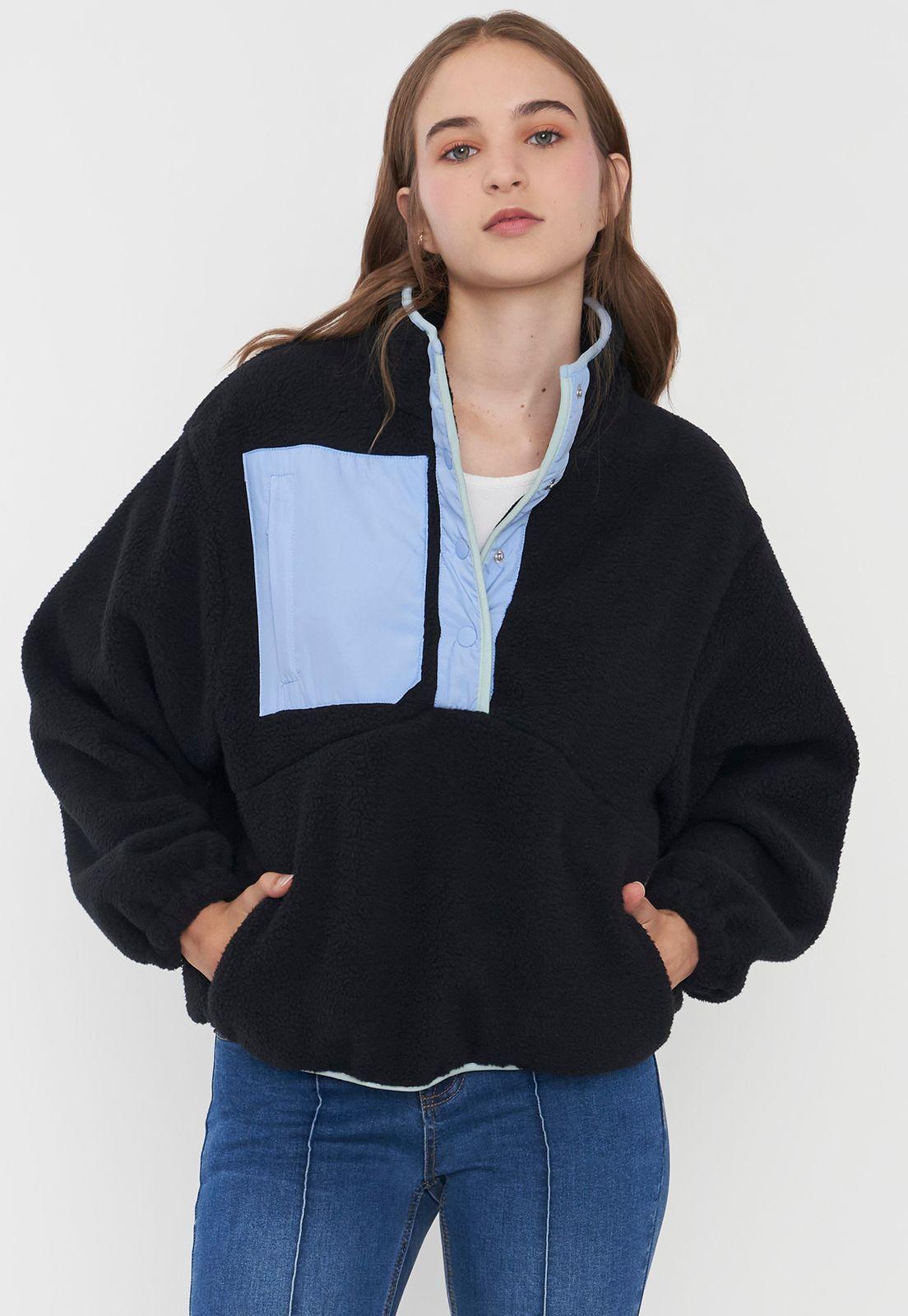 Polerón Mujer Polar Color Block Negro Corona-0