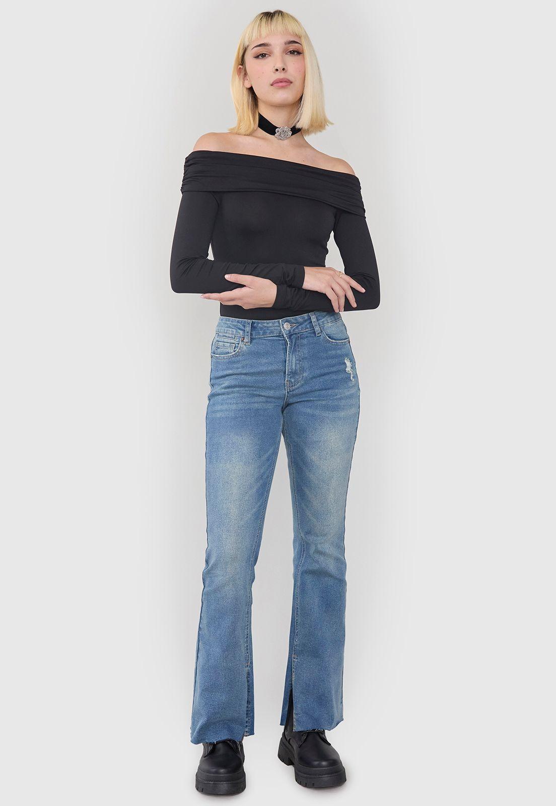 Body Mujer Manga Larga Off Shoulder Negro Corona-3