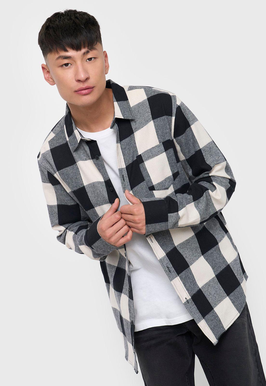 Camisa Hombre Cuadros Color Ecru Corona-0