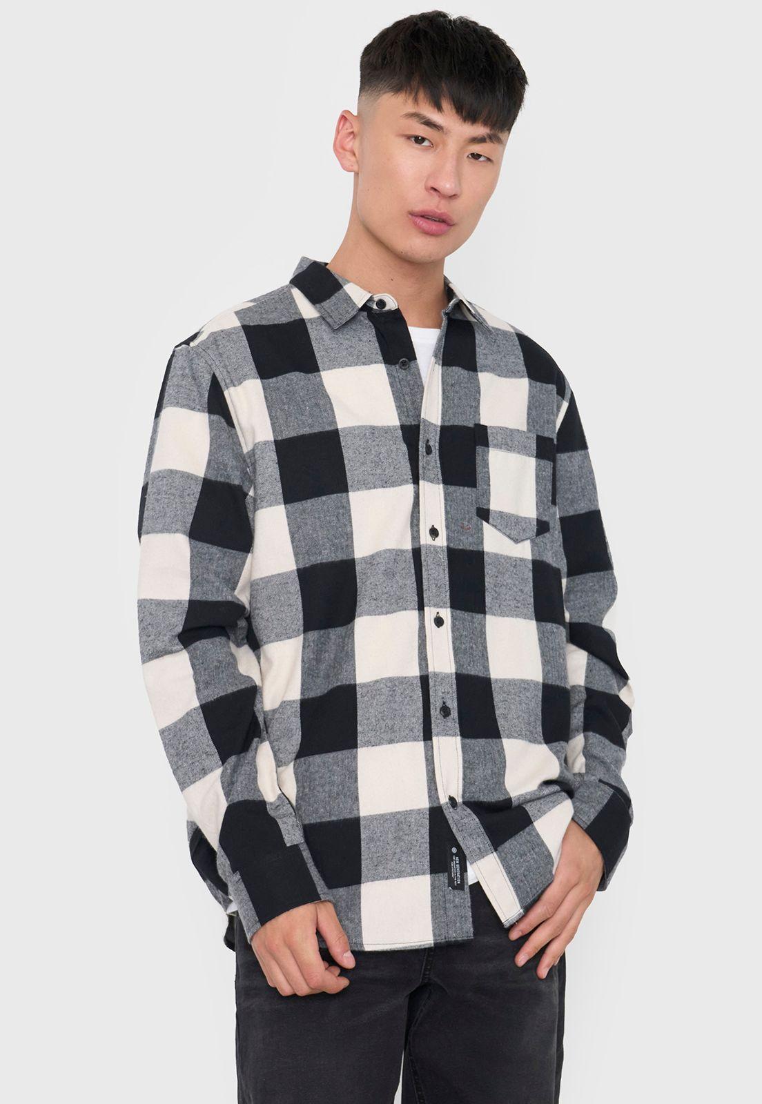 Camisa Hombre Cuadros Color Ecru Corona-2