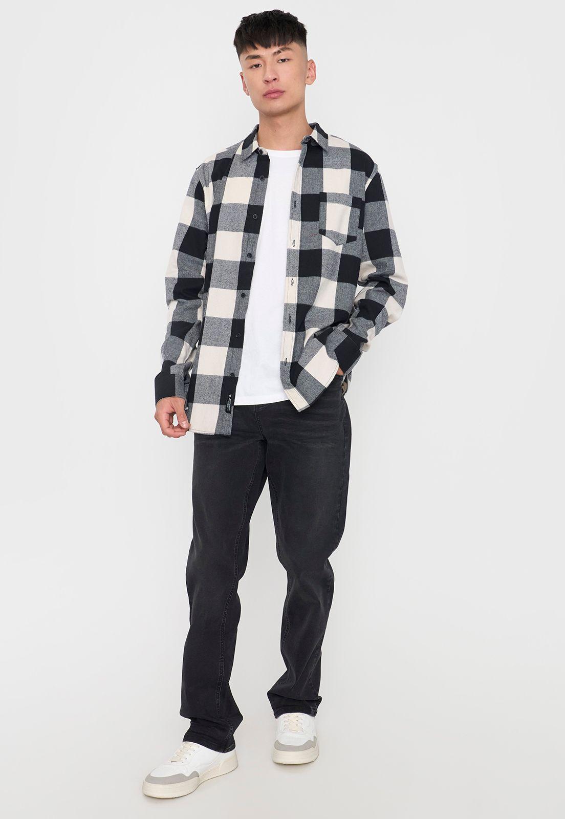 Camisa Hombre Cuadros Color Ecru Corona-3