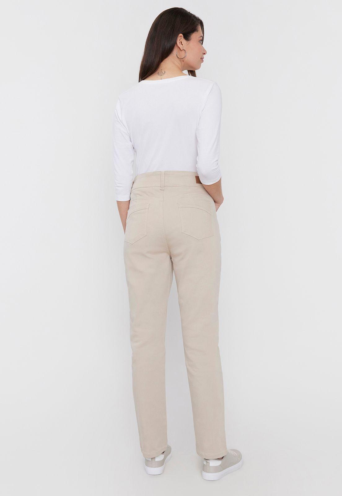 Jeans Mujer Color 2 Botones Push Up  Beige Corona-3