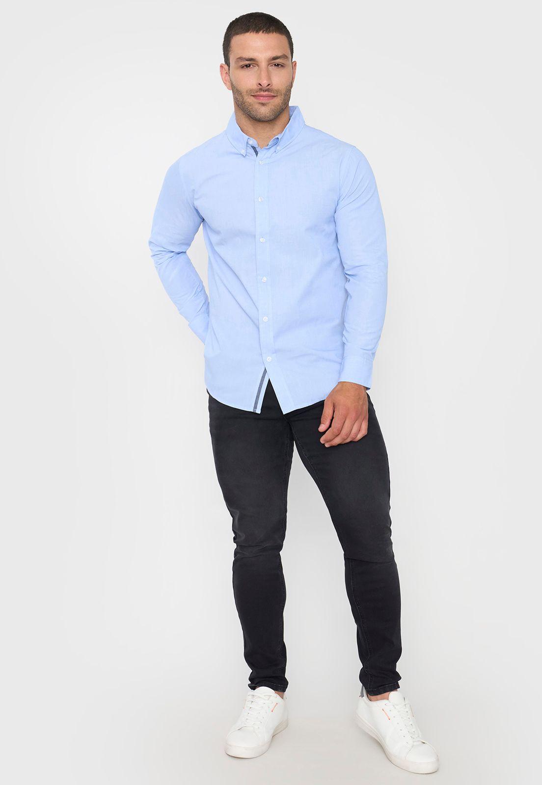 Camisa Hombre Fil A Fil Work Celeste Corona-3