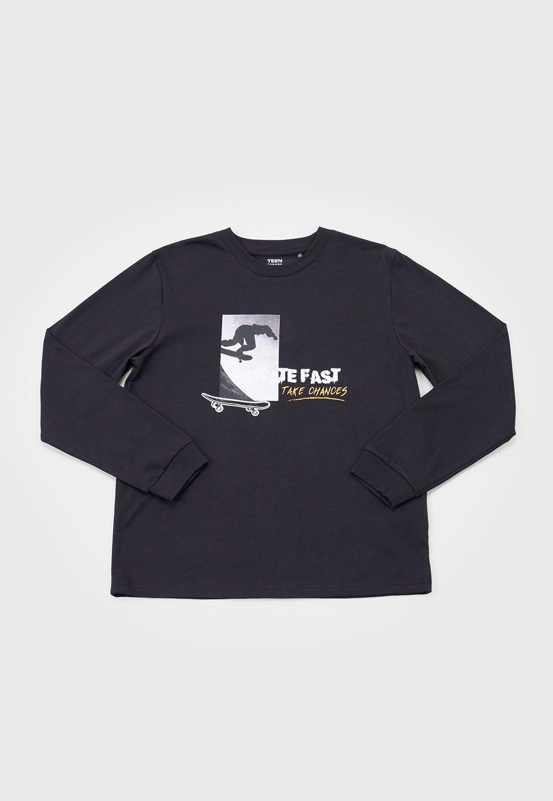 Polera Niño Teen M/L Focal Negro Corona-0