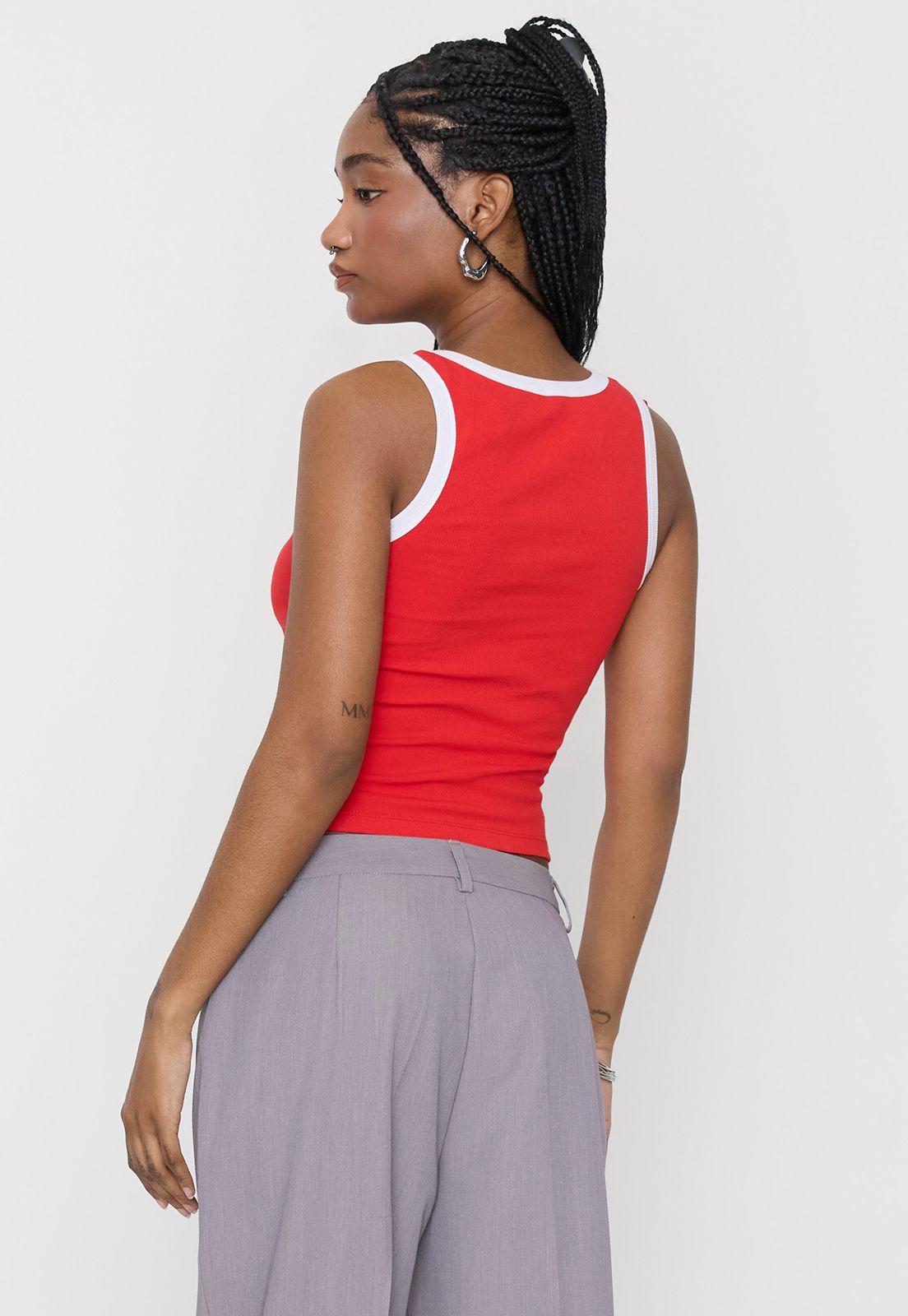 Polera Sin Mangas Mujer Crop Fucsia Corona-2