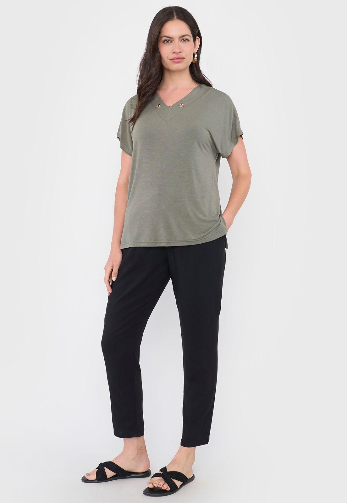 Polera Mujer Escote Verde Oliva Corona-3