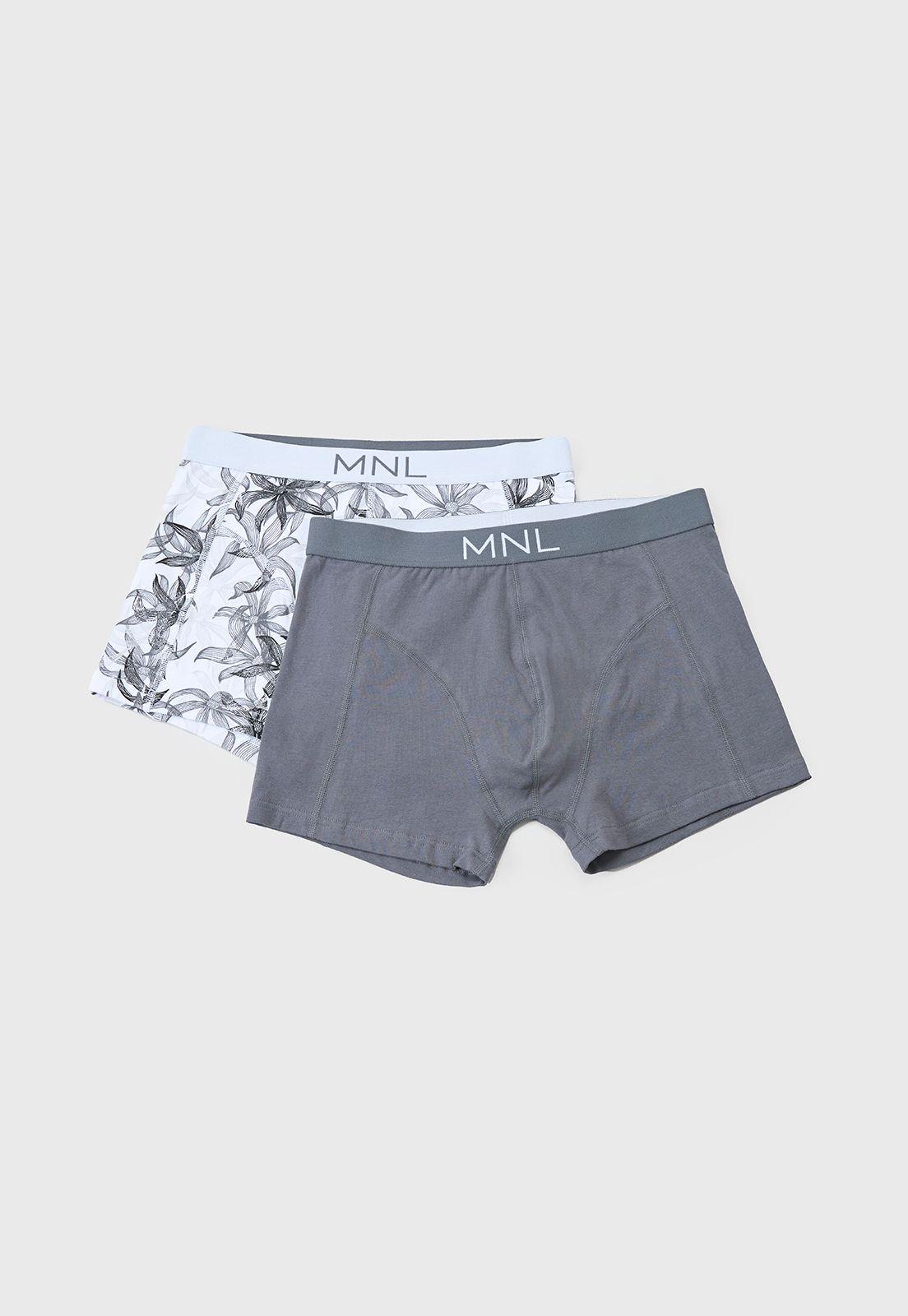 Bóxer Hombre Bipack Mix Print Gris/Blanco Corona-0