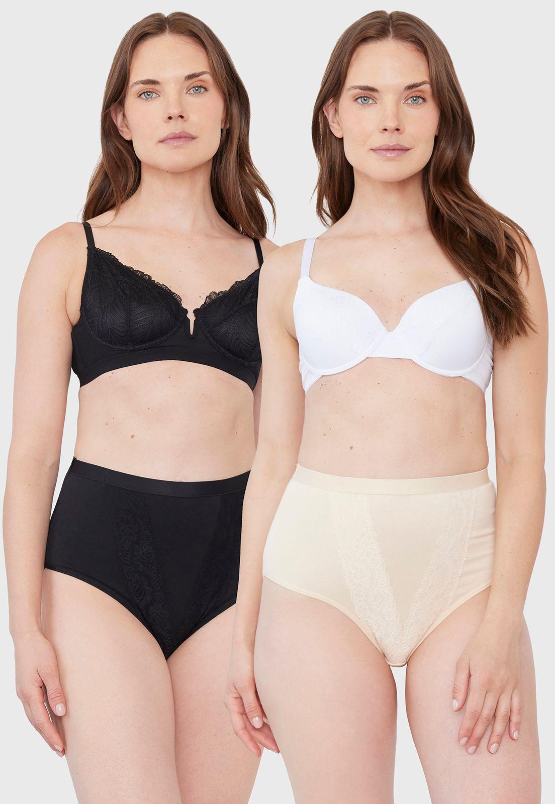 Pack Calzón Mujer Alto Negro-Beige Corona-0