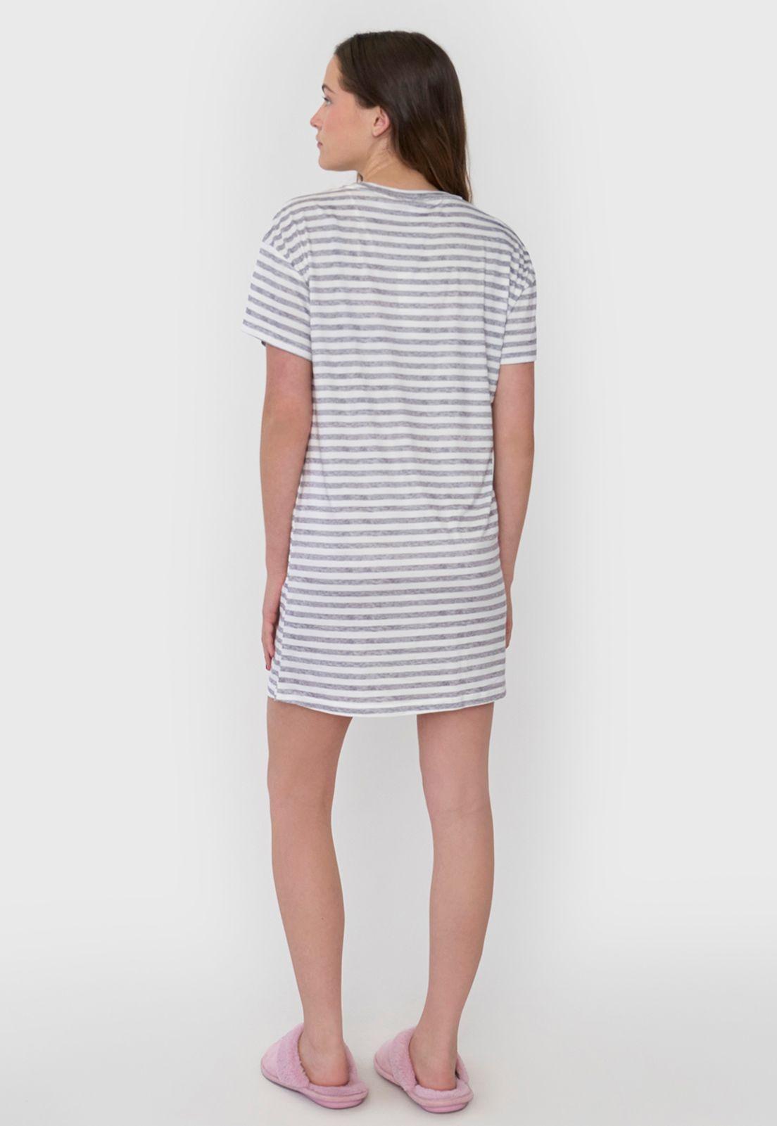 Camisa de Dormir Mujer Poliéster Rayas Gris Corona-1