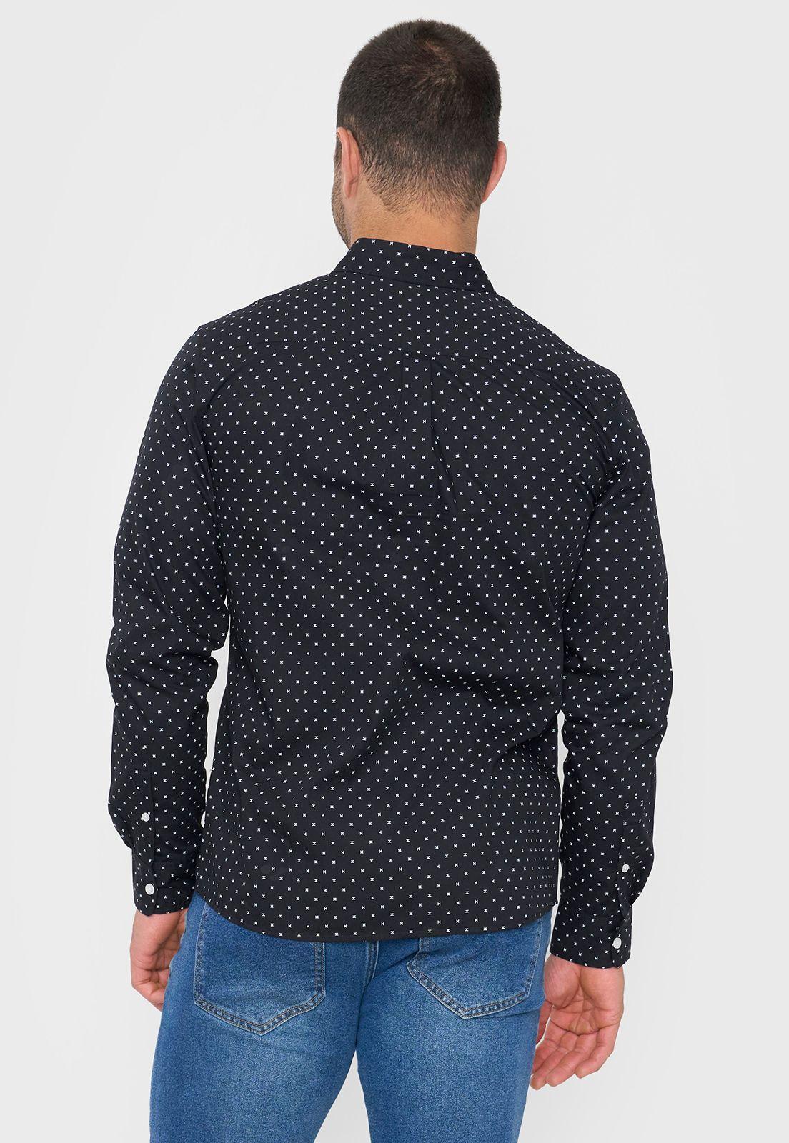 Camisa Hombre Miniprint Negro Corona-1