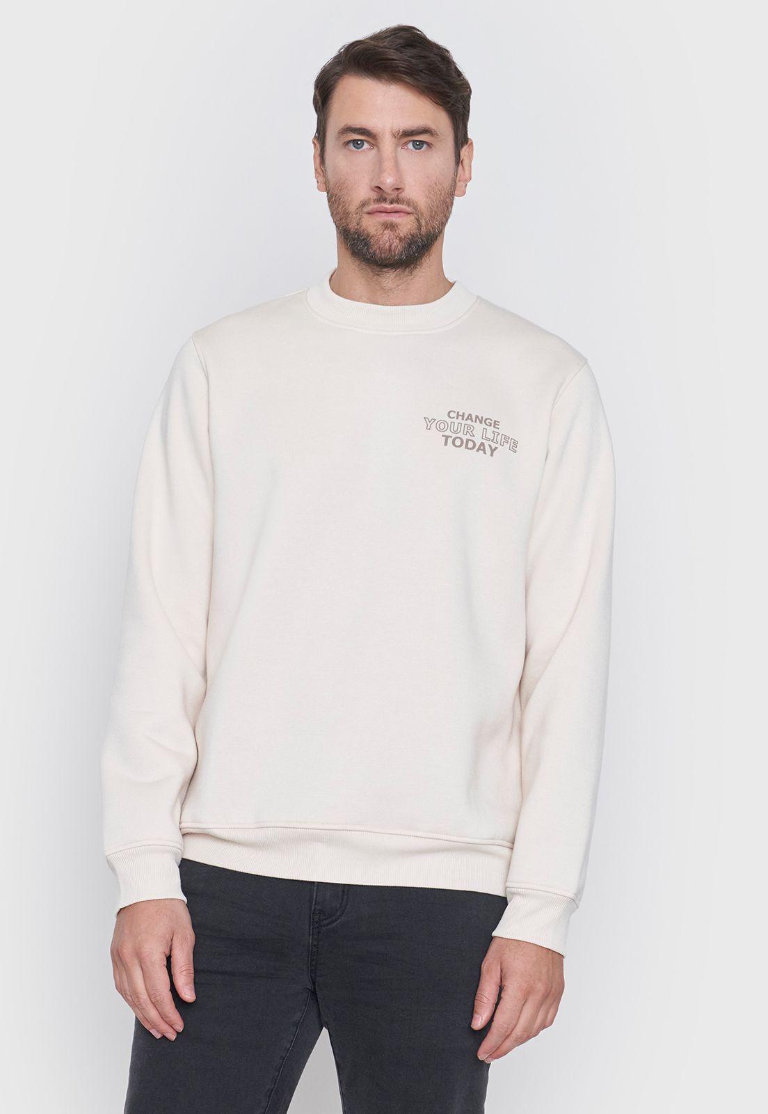 Polerón Hombre Rneck Front Print Beige Corona-0
