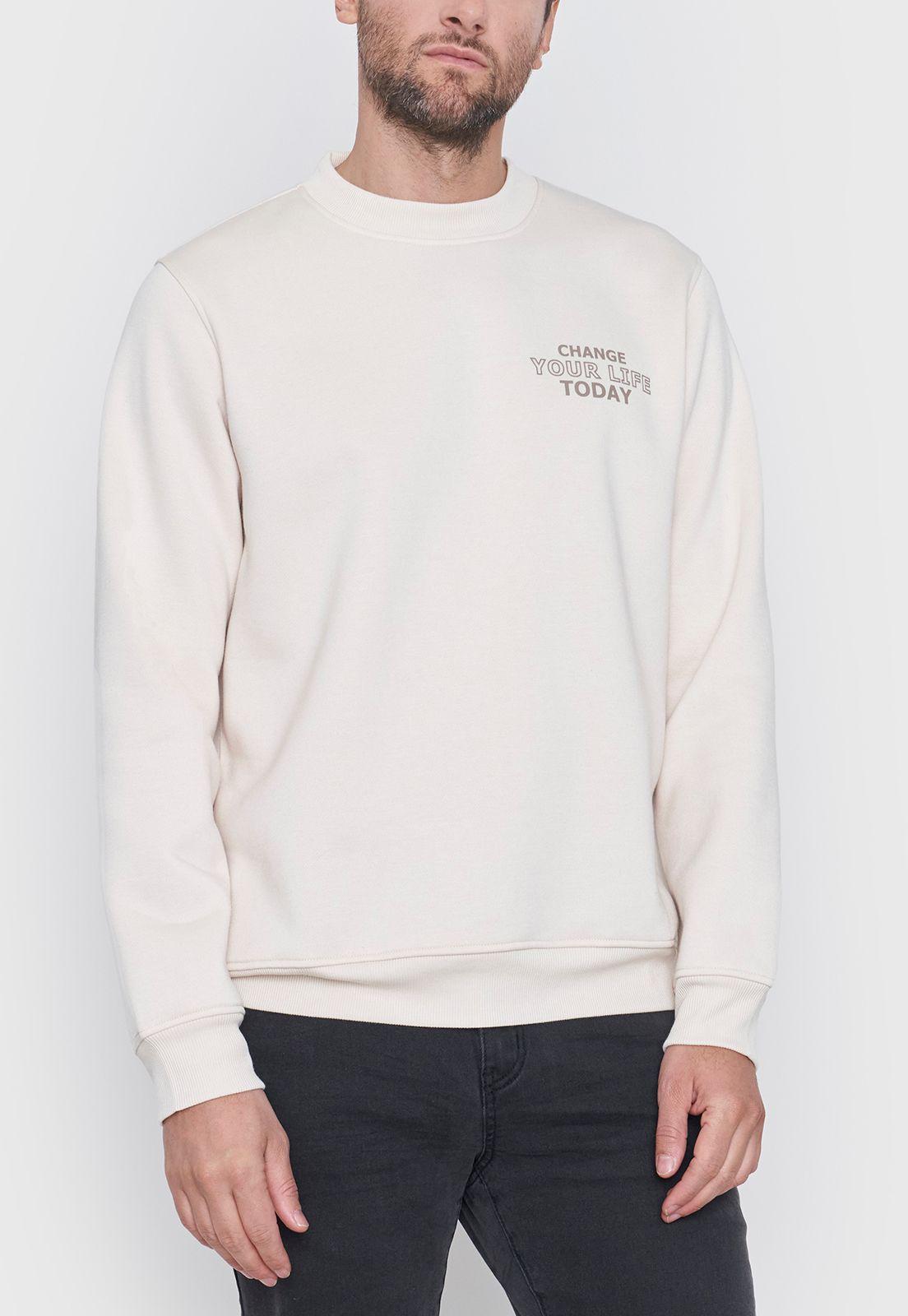 Polerón Hombre Rneck Front Print Beige Corona-2