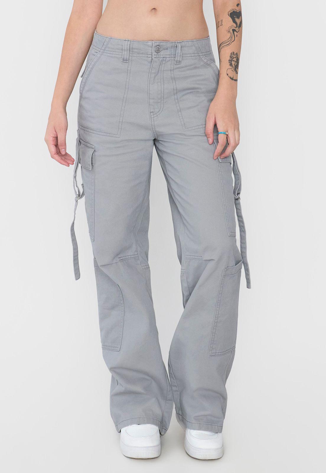 Pantalón Mujer Gris Doble Cargo Corona-1