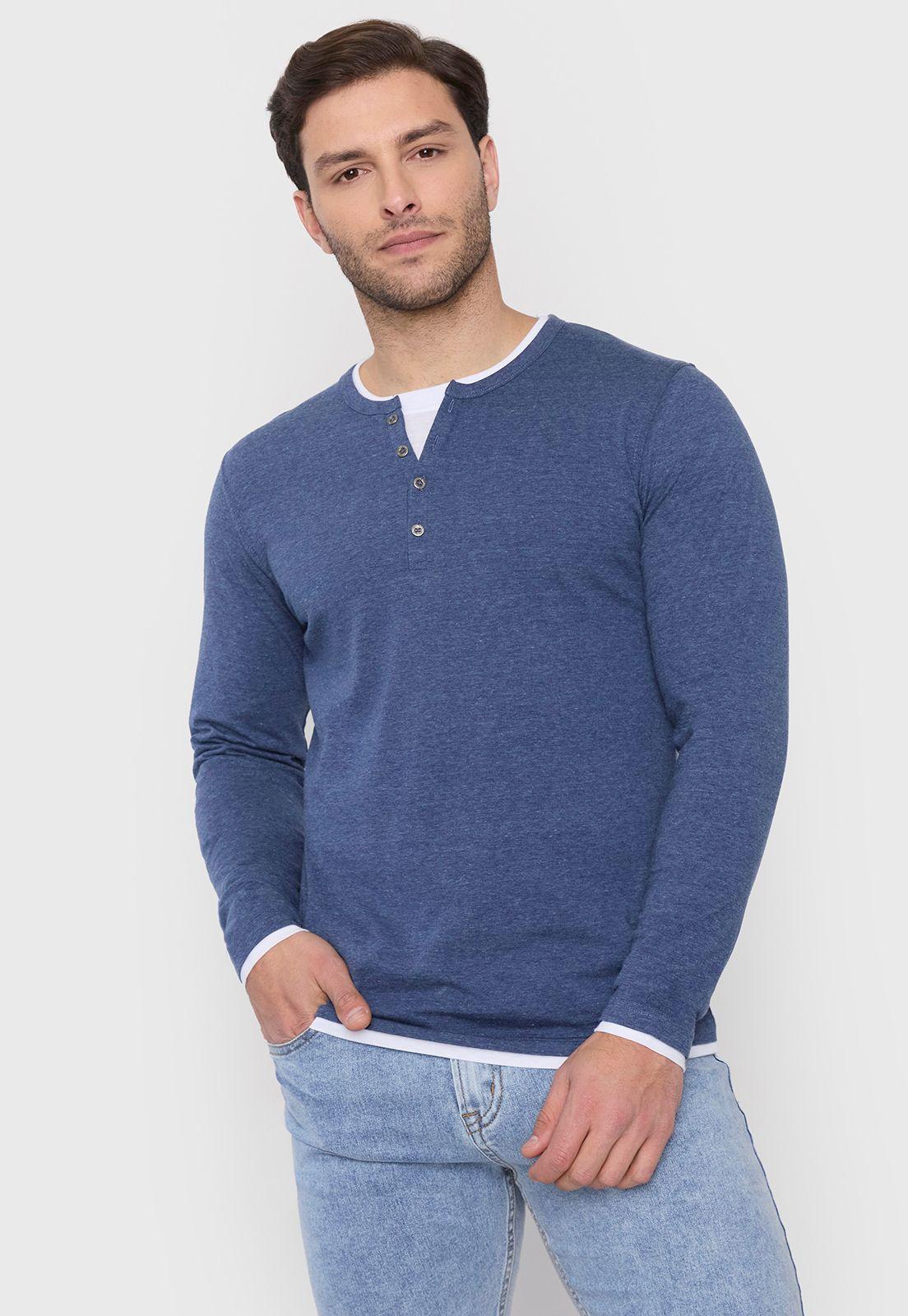 Polera Hombre Doble Cuello Celeste Corona-0