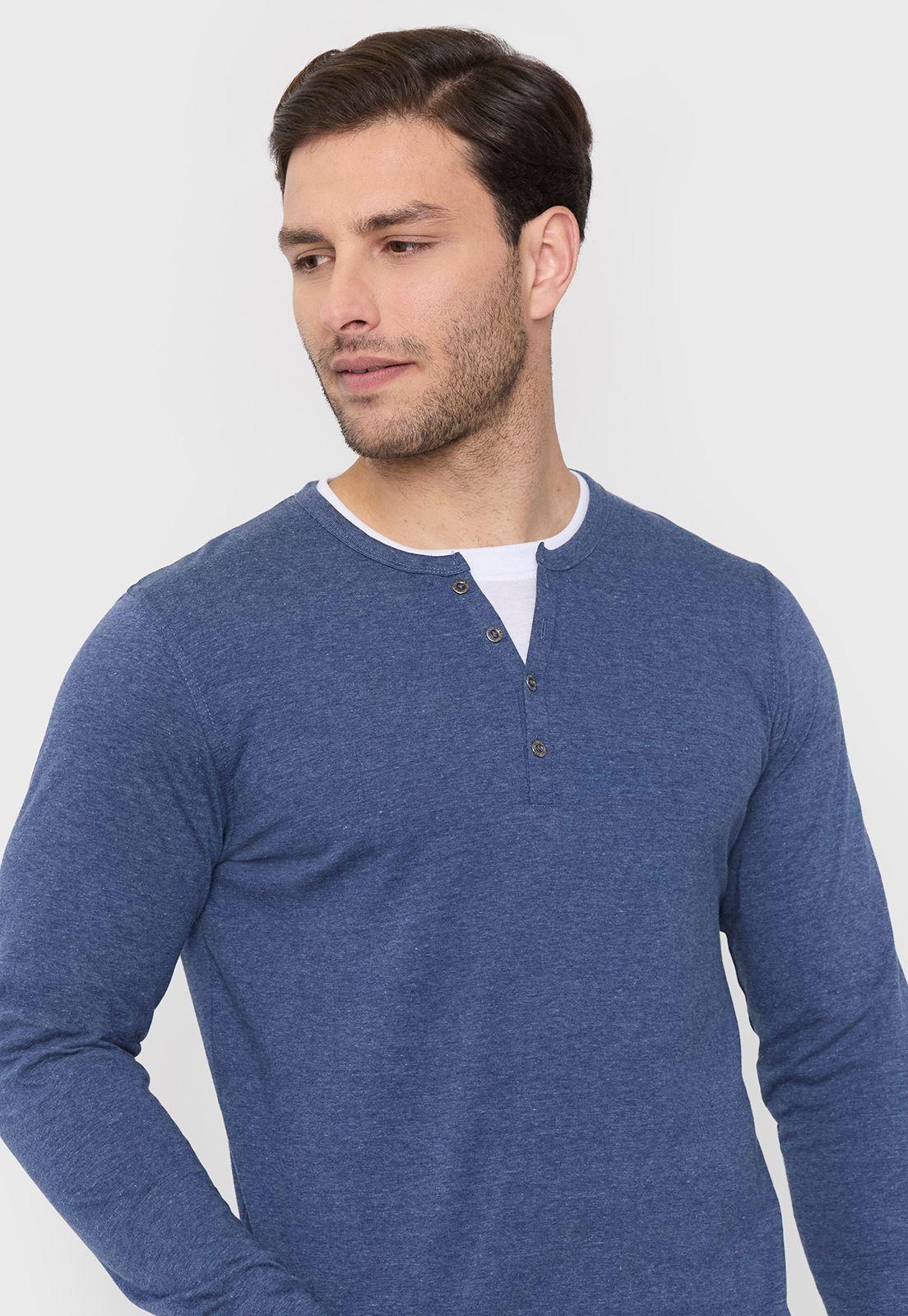 Polera Hombre Doble Cuello Celeste Corona-2