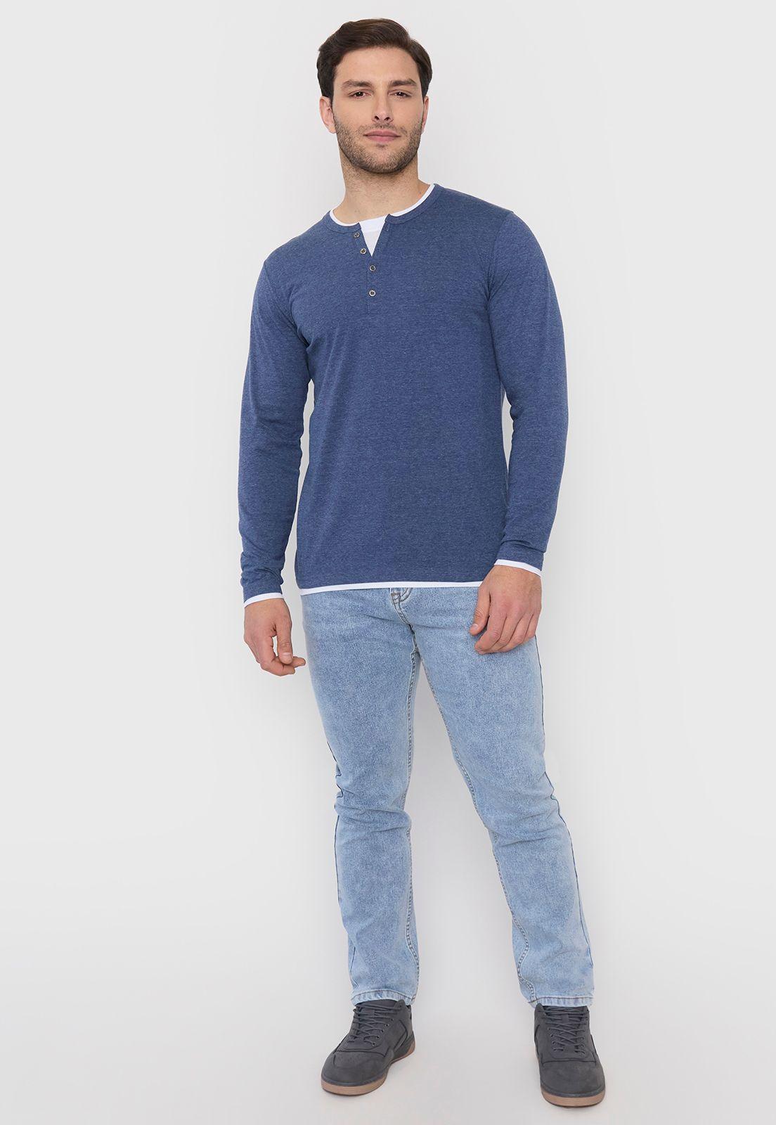 Polera Hombre Doble Cuello Celeste Corona-3