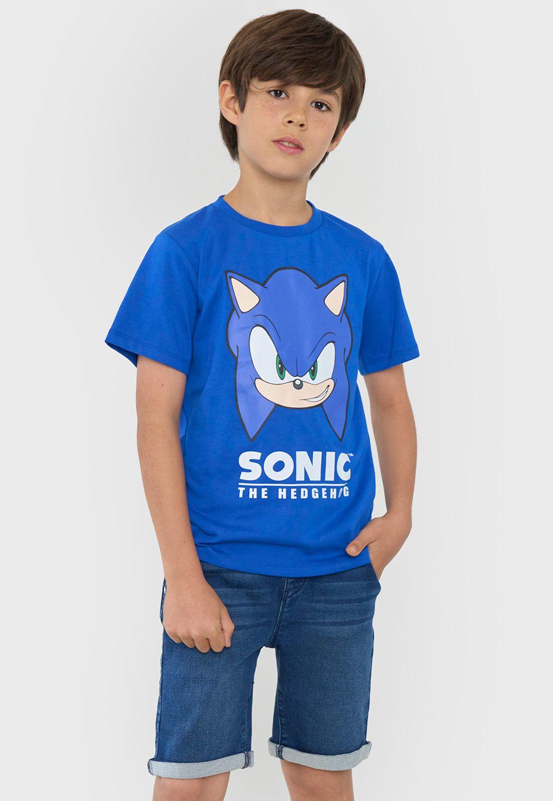 Polera Niño Kids Manga Corta Sonic Azul Corona-0