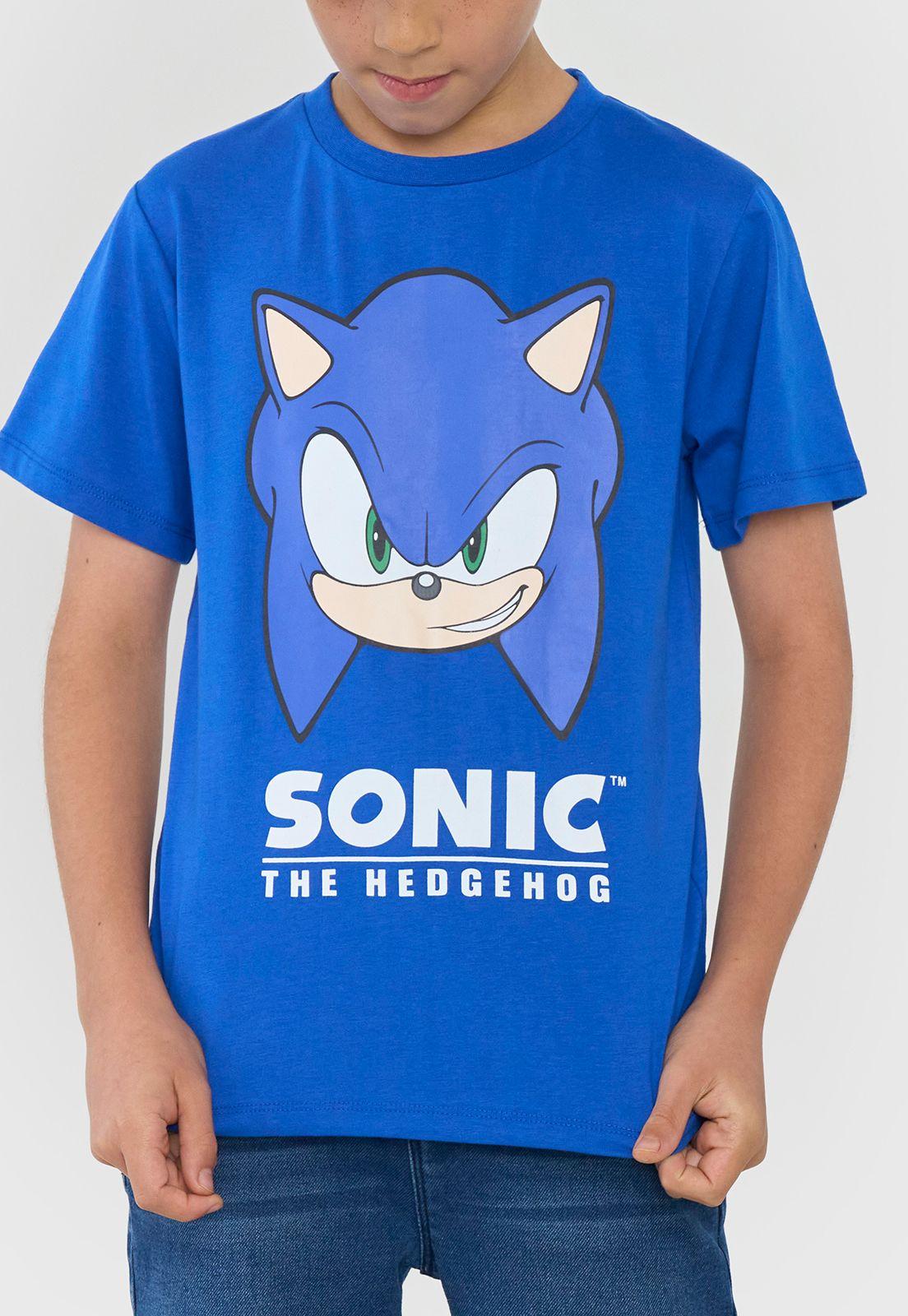 Polera Niño Kids Manga Corta Sonic Azul Corona-2