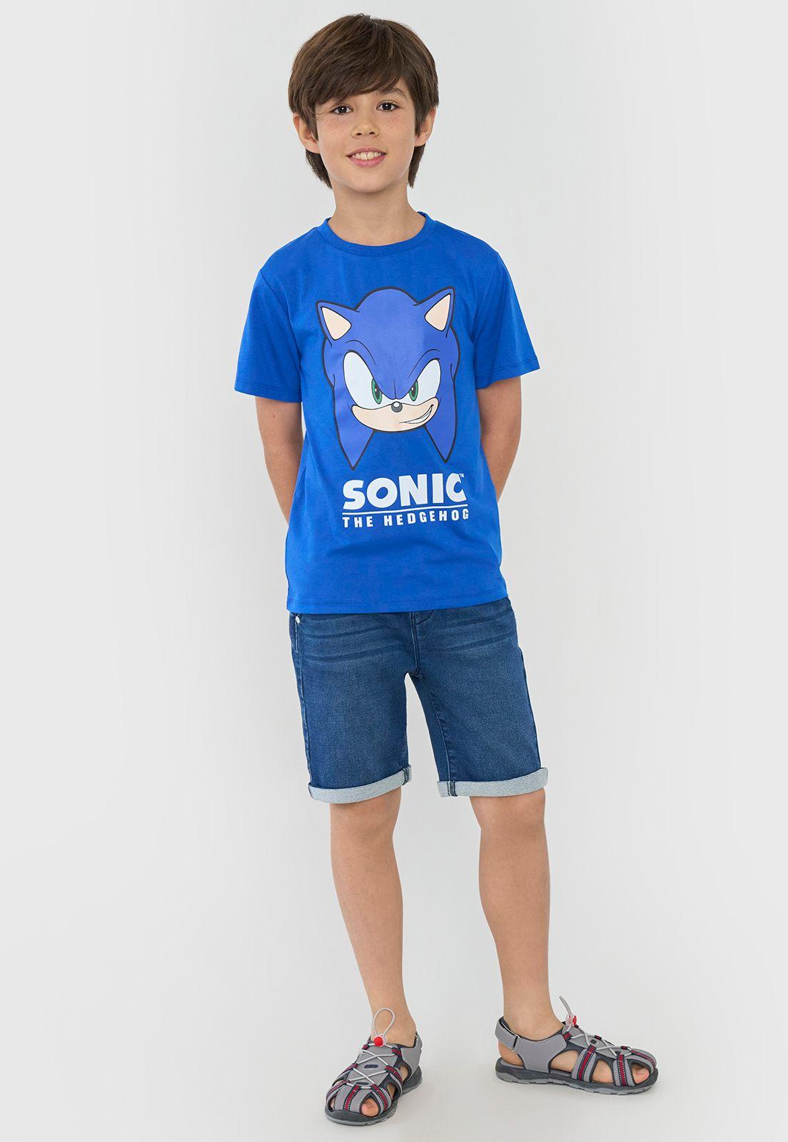 Polera Niño Kids Manga Corta Sonic Azul Corona-3