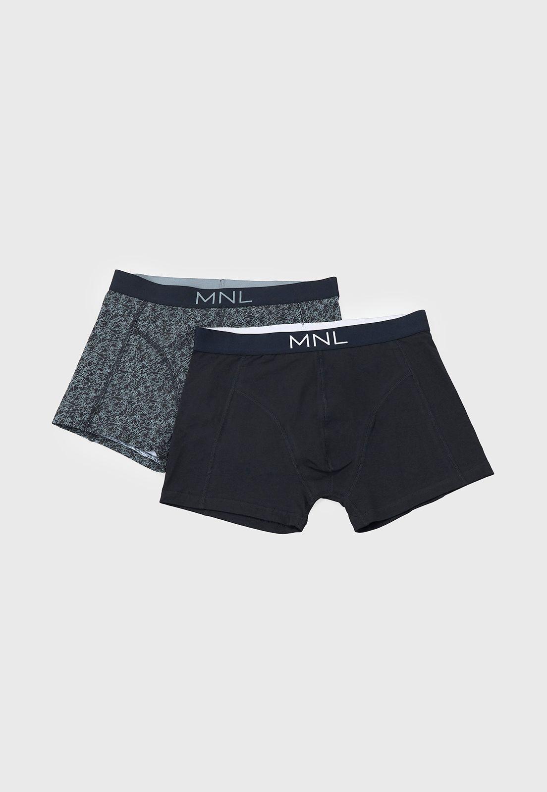 Bóxer Hombre Bipack Print Negro/Gris Corona-0