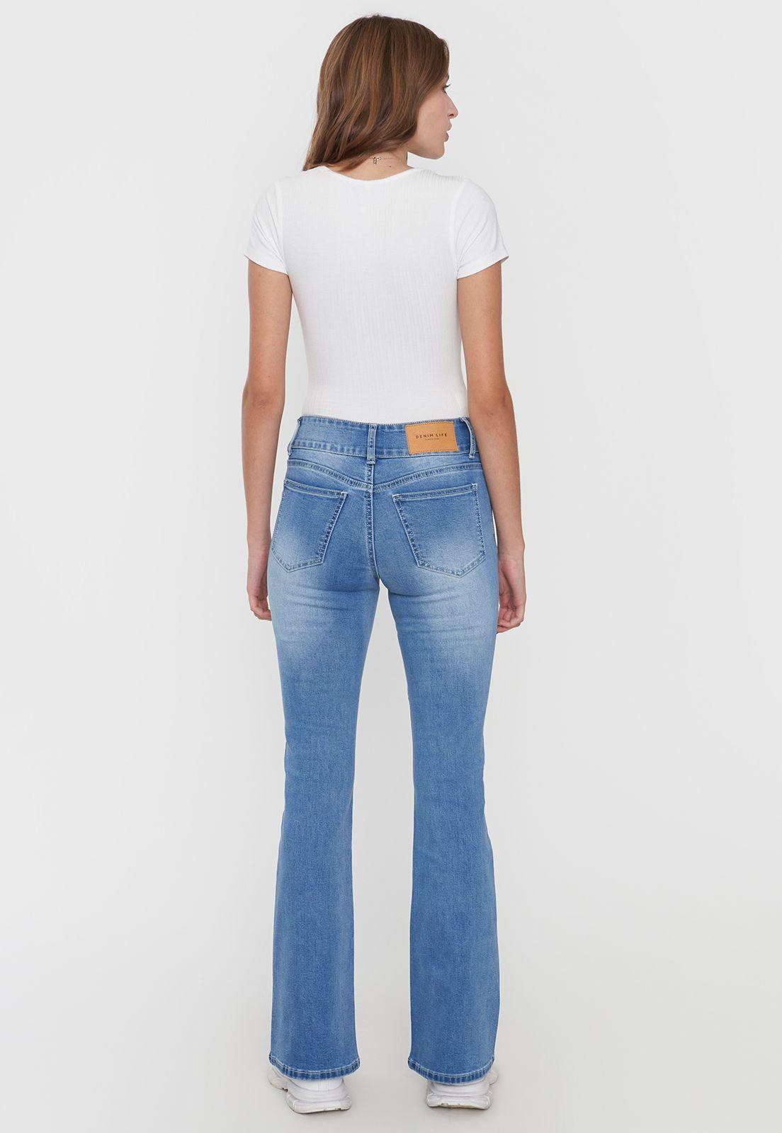 Jeans Mujer Flare Fit Costuras Azul Medio Corona-2