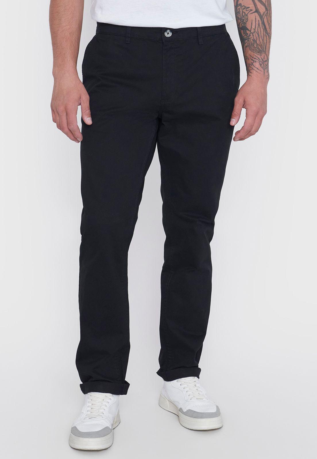 Pantalón Hombre Chino Color Negro Corona-1