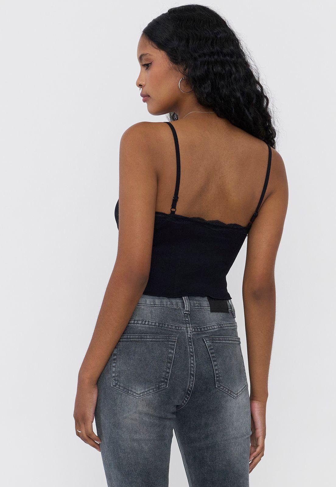 Peto Mujer Seamless Encaje Negro Corona-1