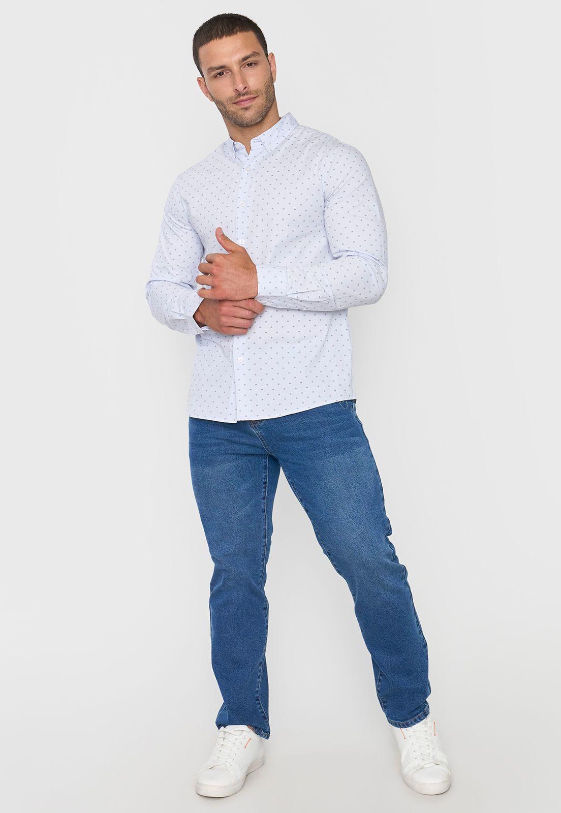 Camisa Hombre Miniprint Celeste Corona-3