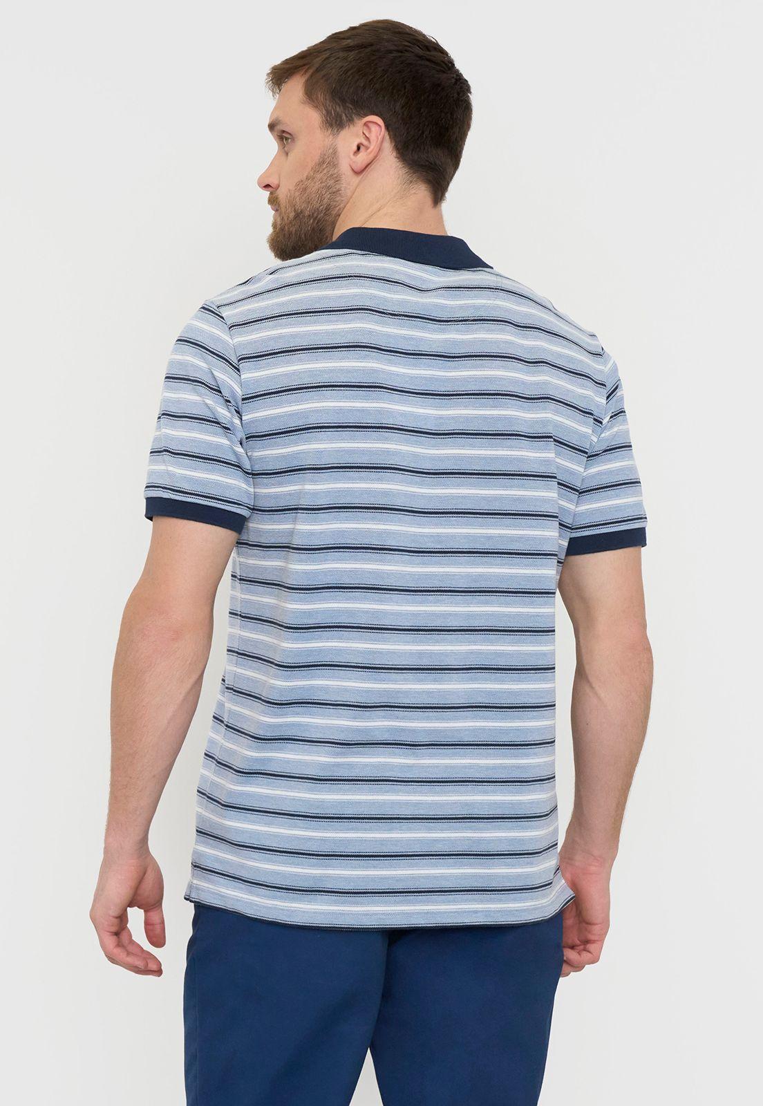 Polera Hombre Piqué Rayas Azul Corona-1